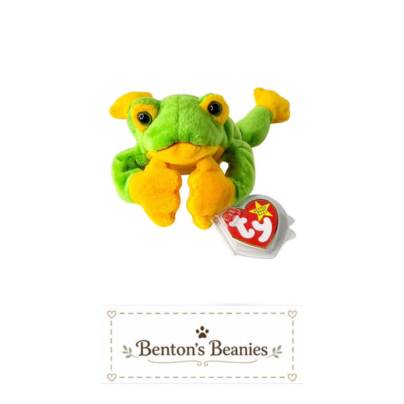 Smoochy the Frog TY Beanie Baby | Mint Heart & Tush Tag