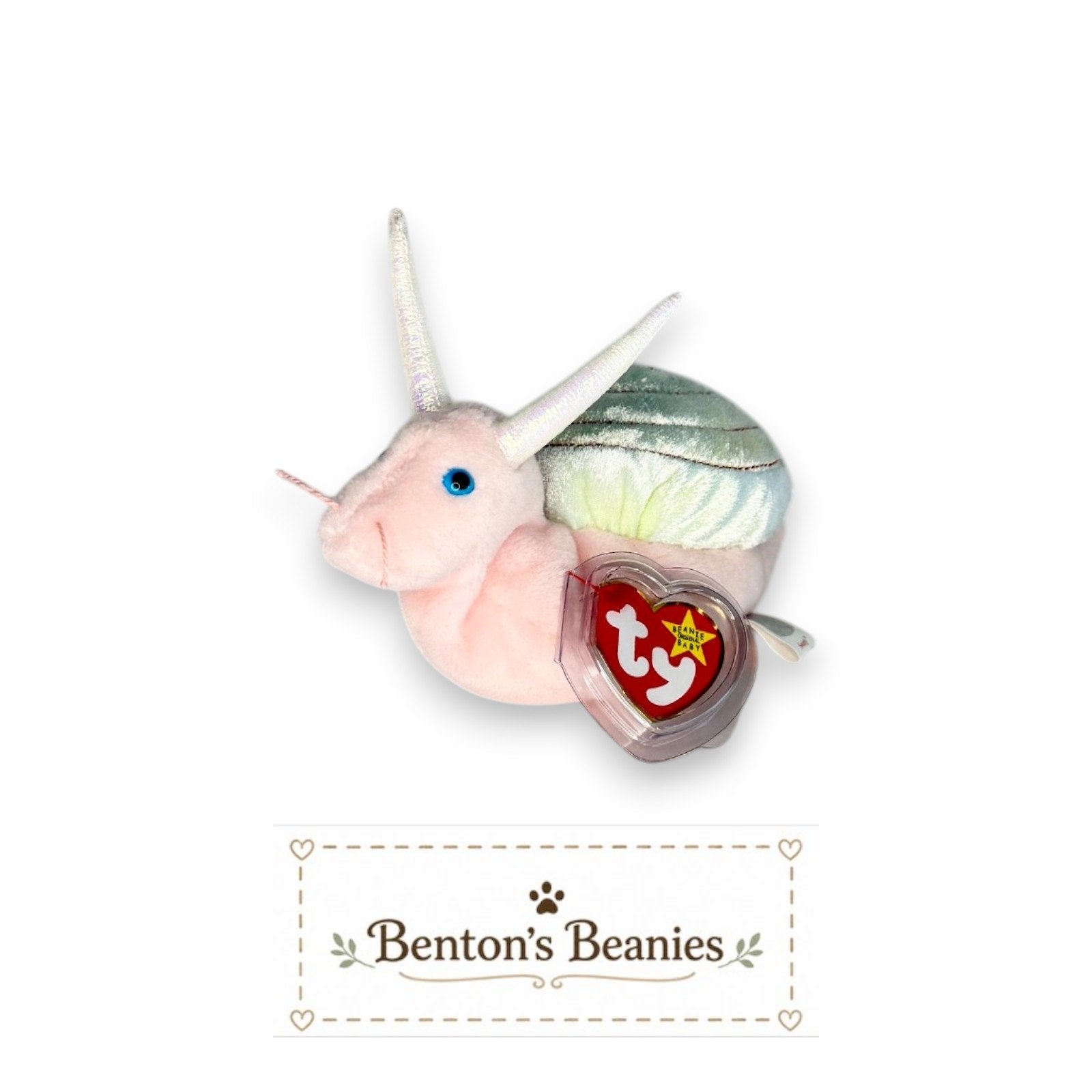 Swirly the Snail TY Beanie Baby | Mint Heart & Tush Tag