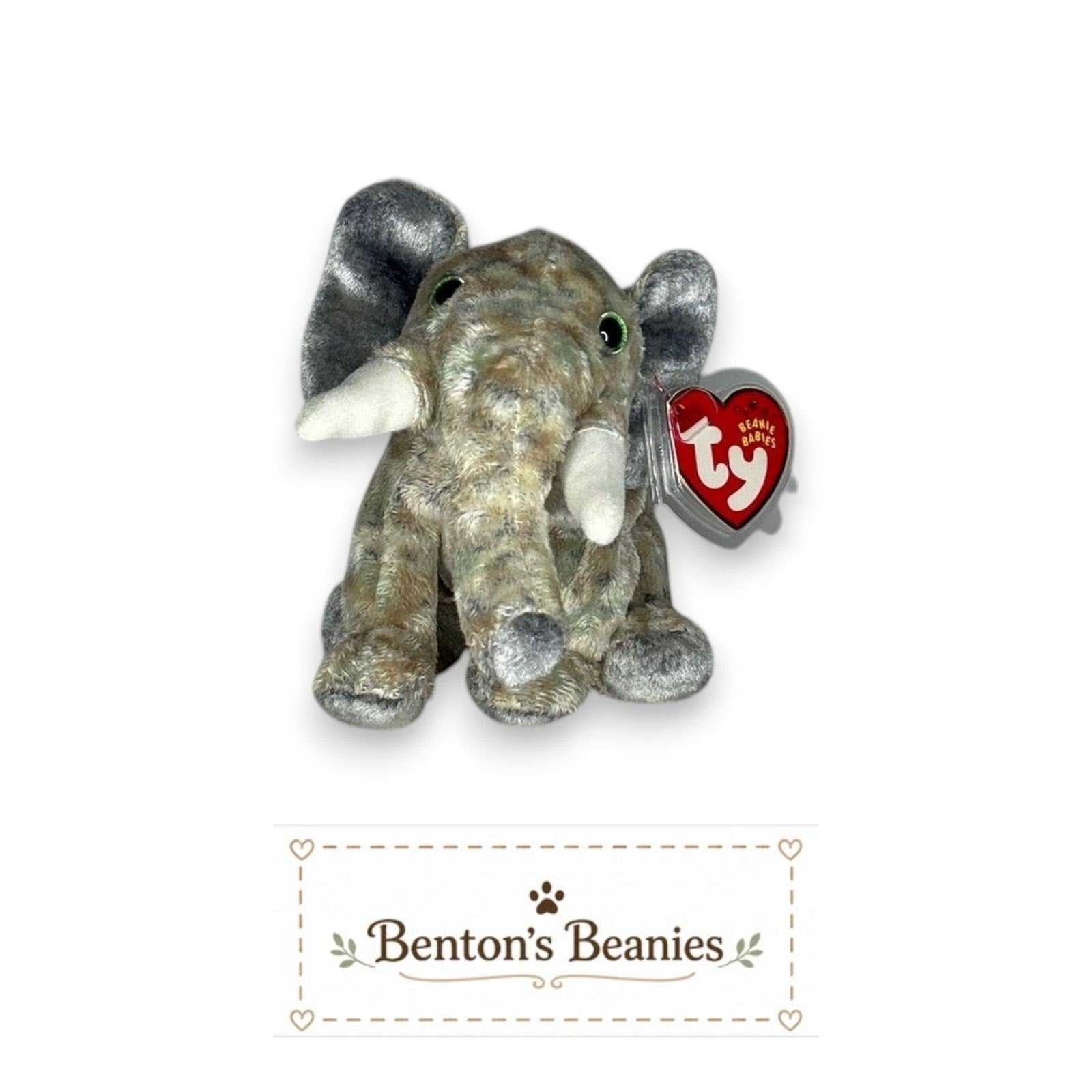 Pounds the Elephant TY Beanie Baby | Mint Heart & Tush Tag