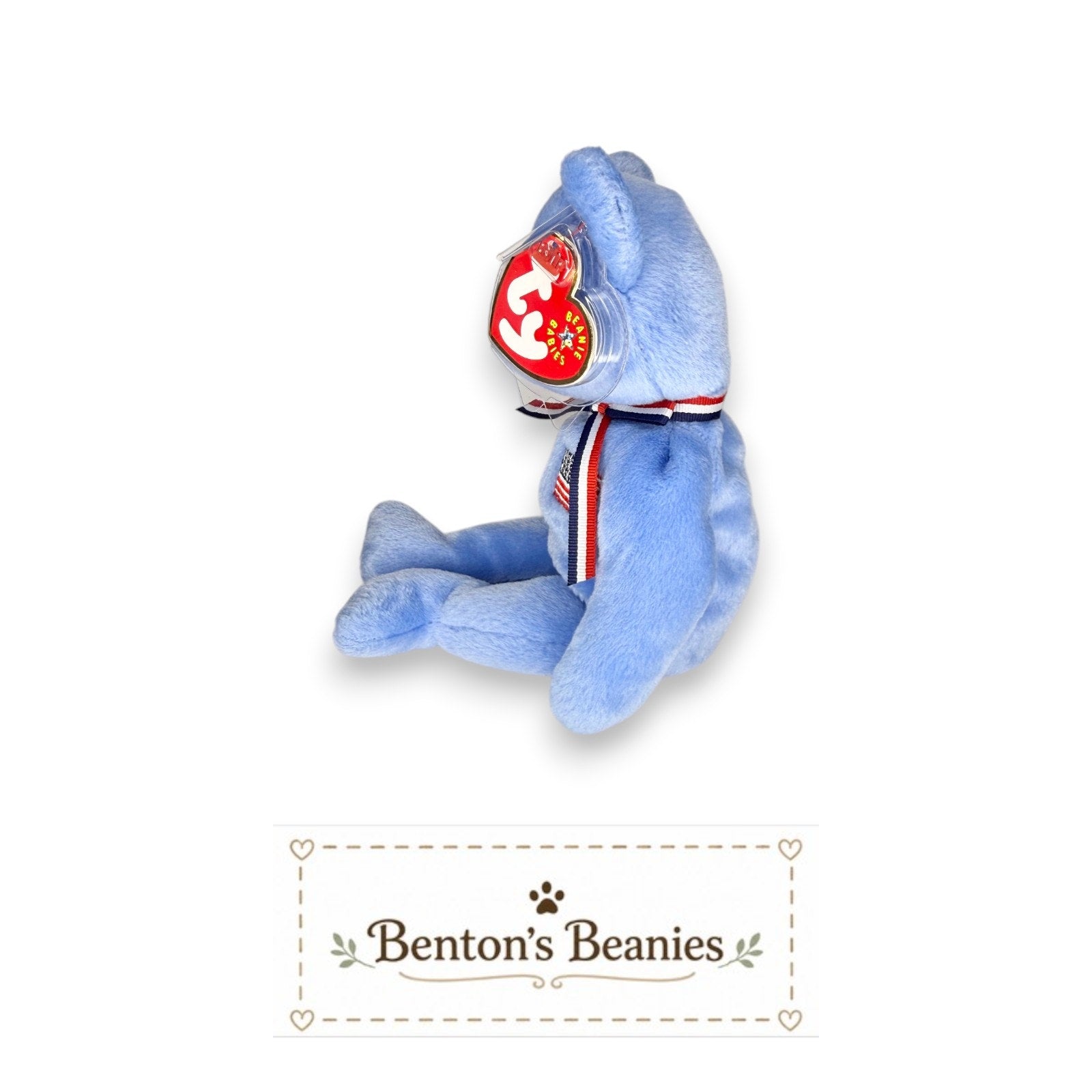 America the Bear TY Beanie Baby | Mint Heart/Tush Tag
