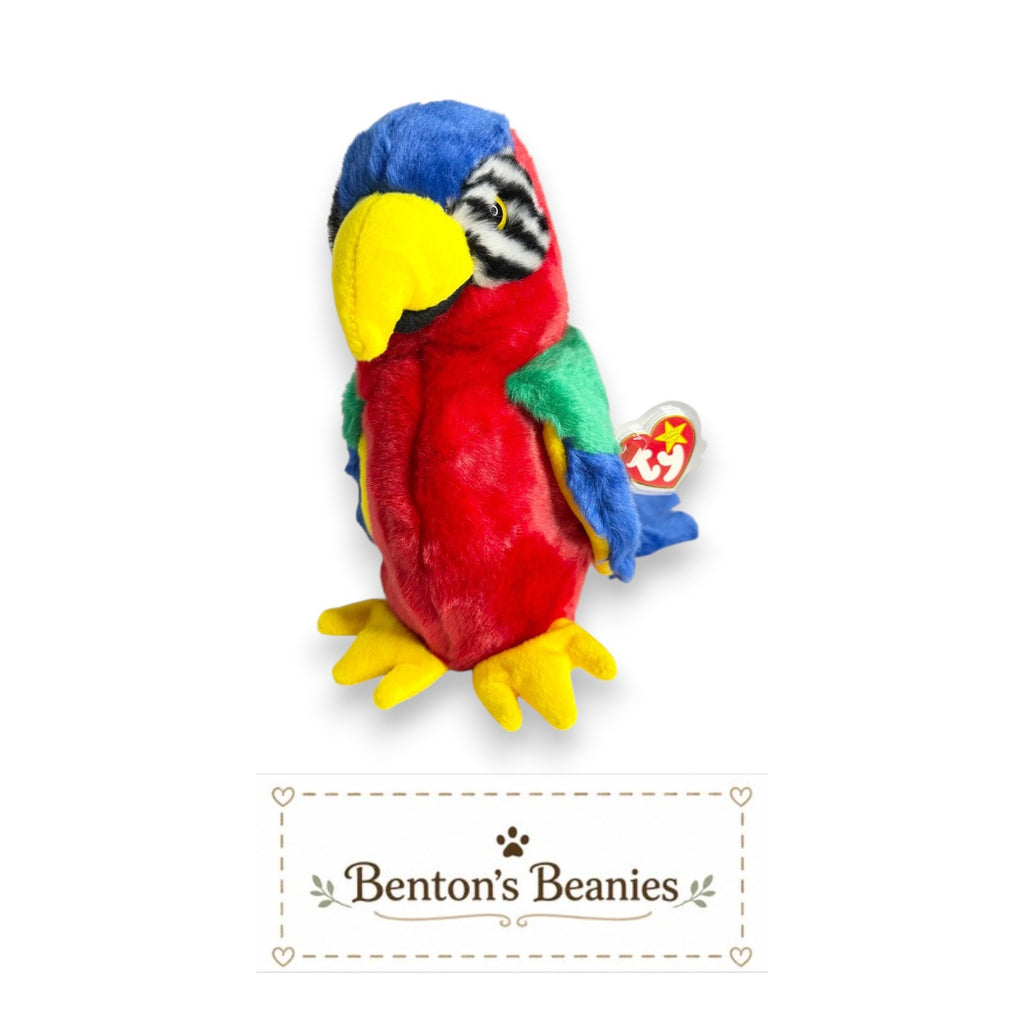 Jabber the Parrot TY Beanie Buddies | Mint Heart & Tush Tags