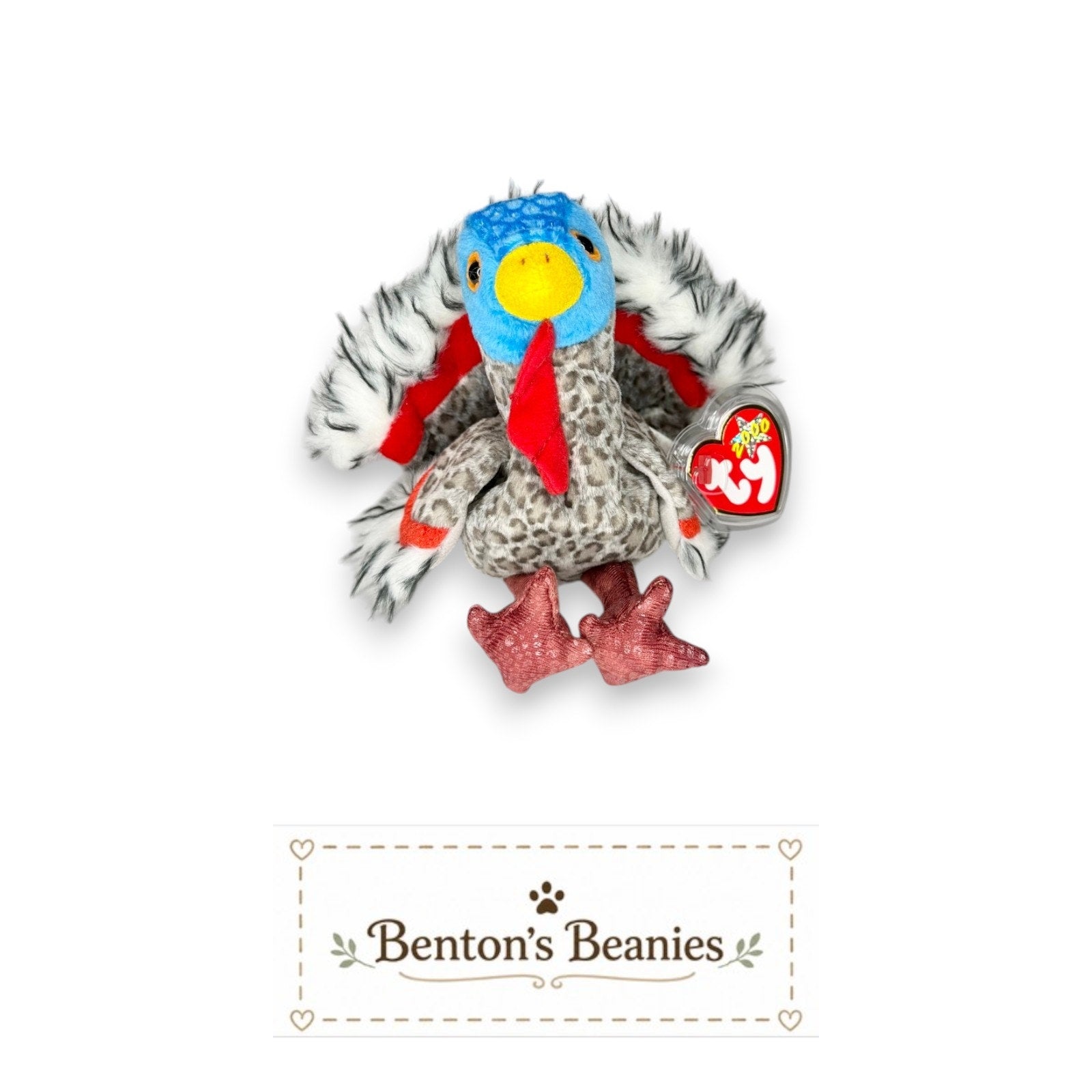 Lurkey the Turkey TY Beanie Baby | Mint Heart & Tush Tag