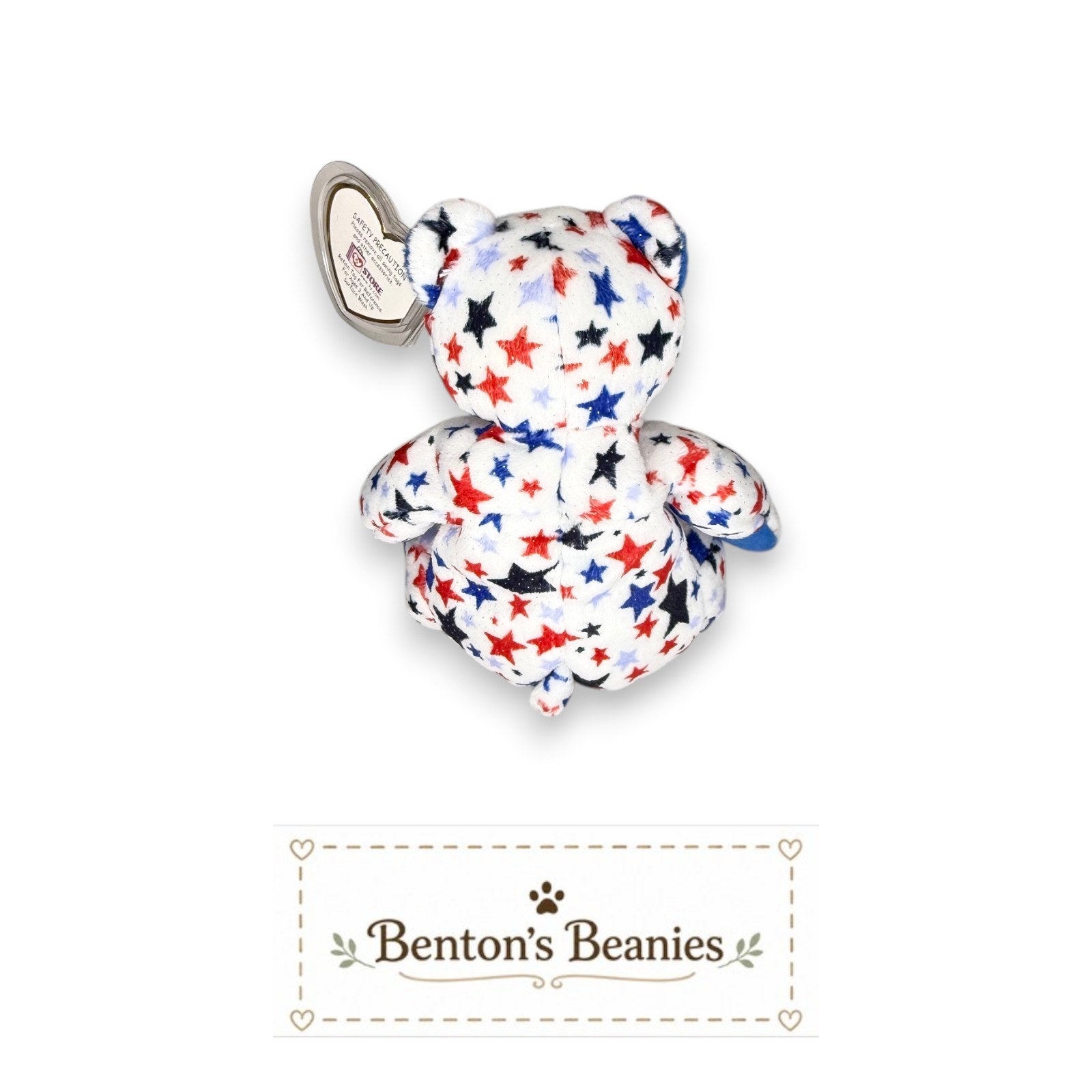 Blue the Patriot Bear TY Beanie Baby | Mint Heart & Tush Tag