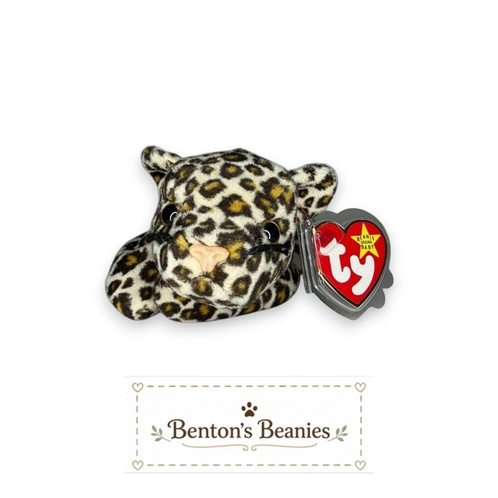 Freckles the Spotted Leopard TY Beanie Baby | Mint Heart & Tush Tag