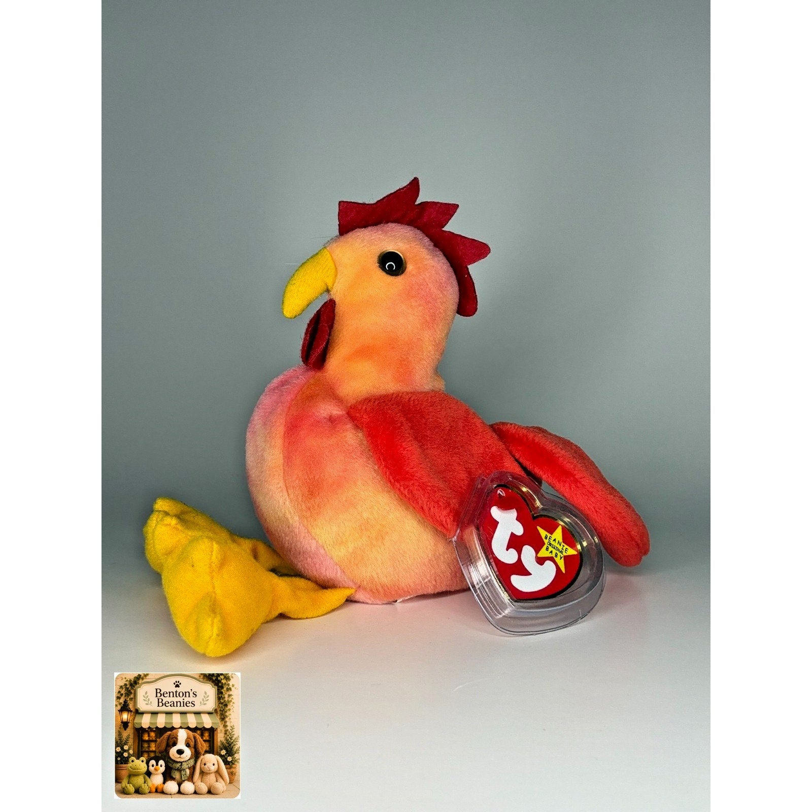Strut the Rooster TY Beanie Baby | Mint Heart & Tush Tag