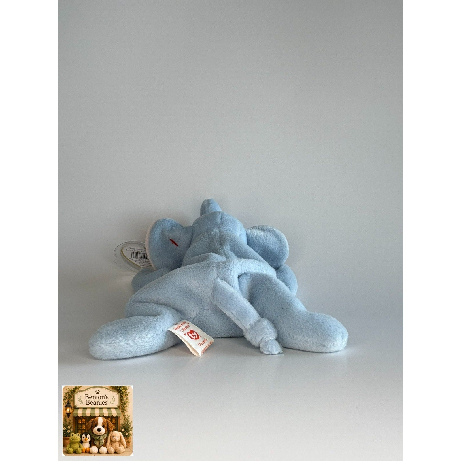Peanut the Elephant Light Blue TY Beanie Baby | Mint Heart & Tush Tag