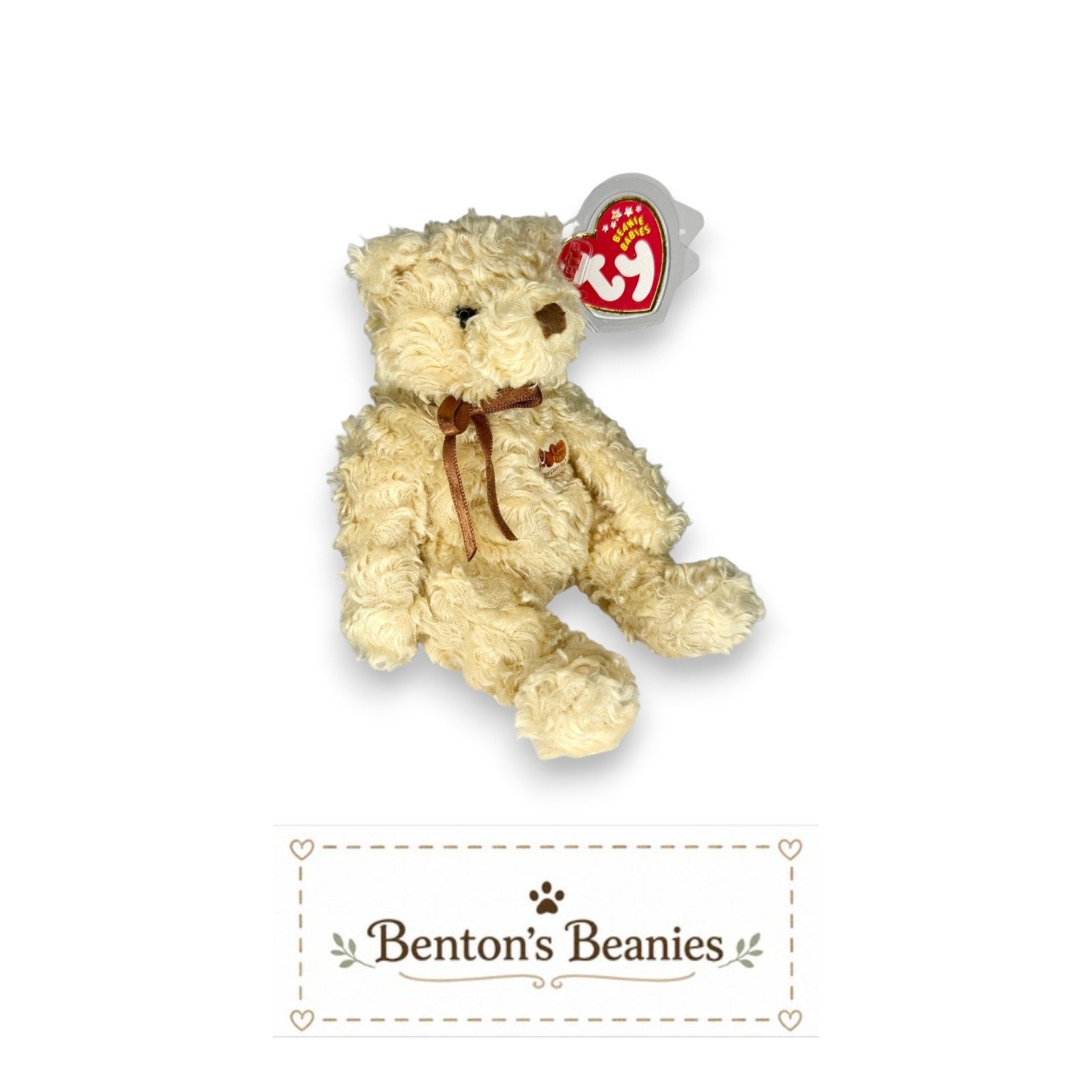 Herschel the Bear TY Beanie Baby | Mint Heart/Tush Tag