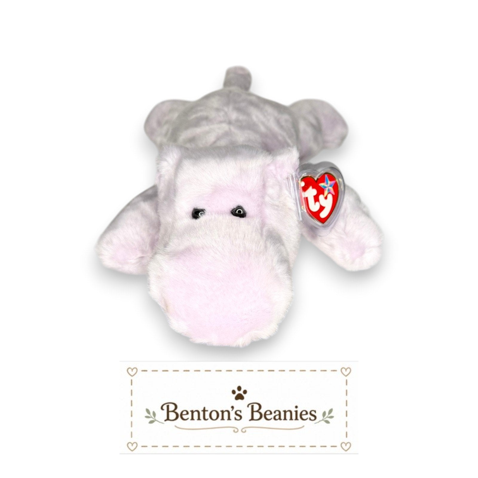 Happy the Hippo TY Beanie Buddies | Mint Heart & Tush Tags