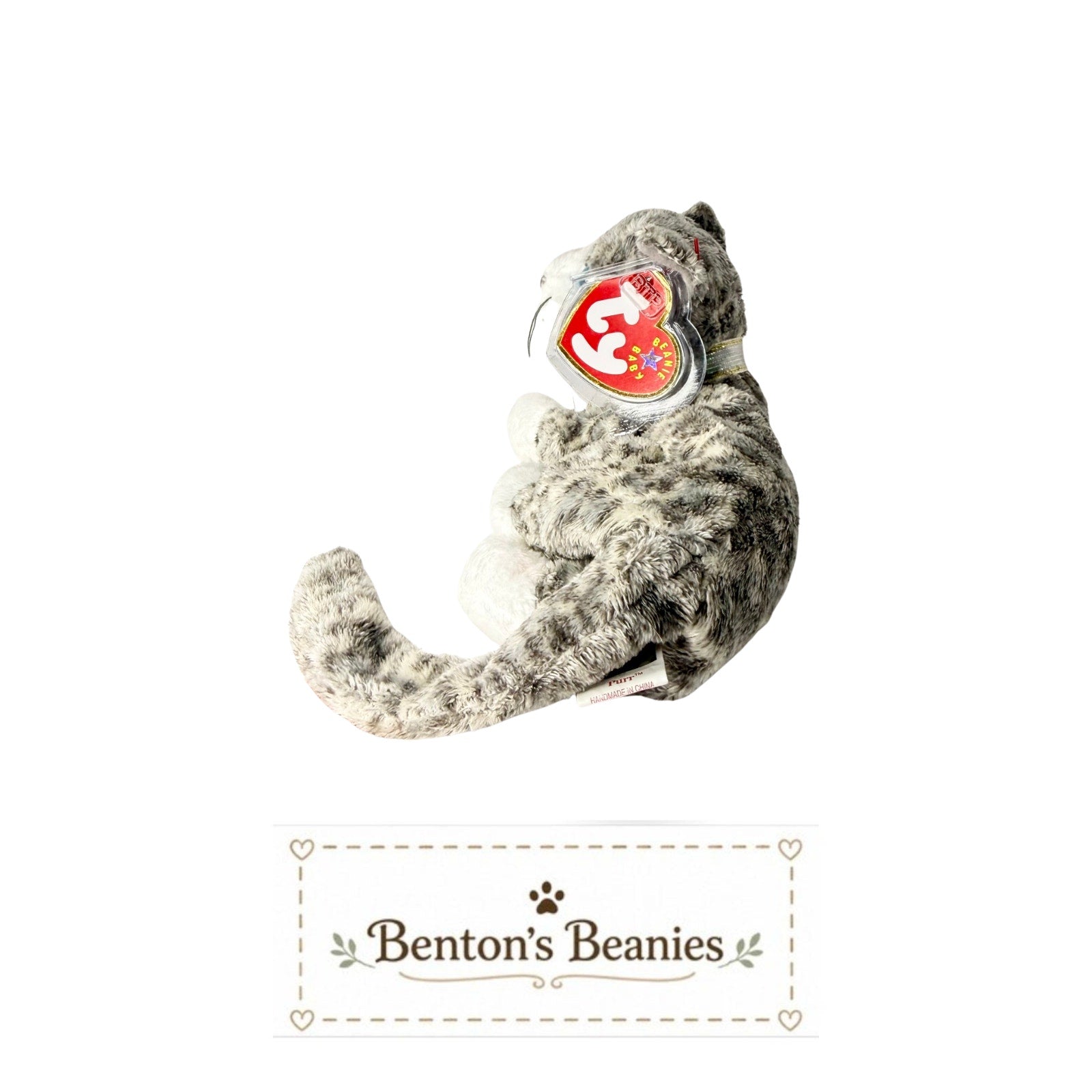 Purr the Cat TY Beanie Baby | Mint Heart & Tush Tag
