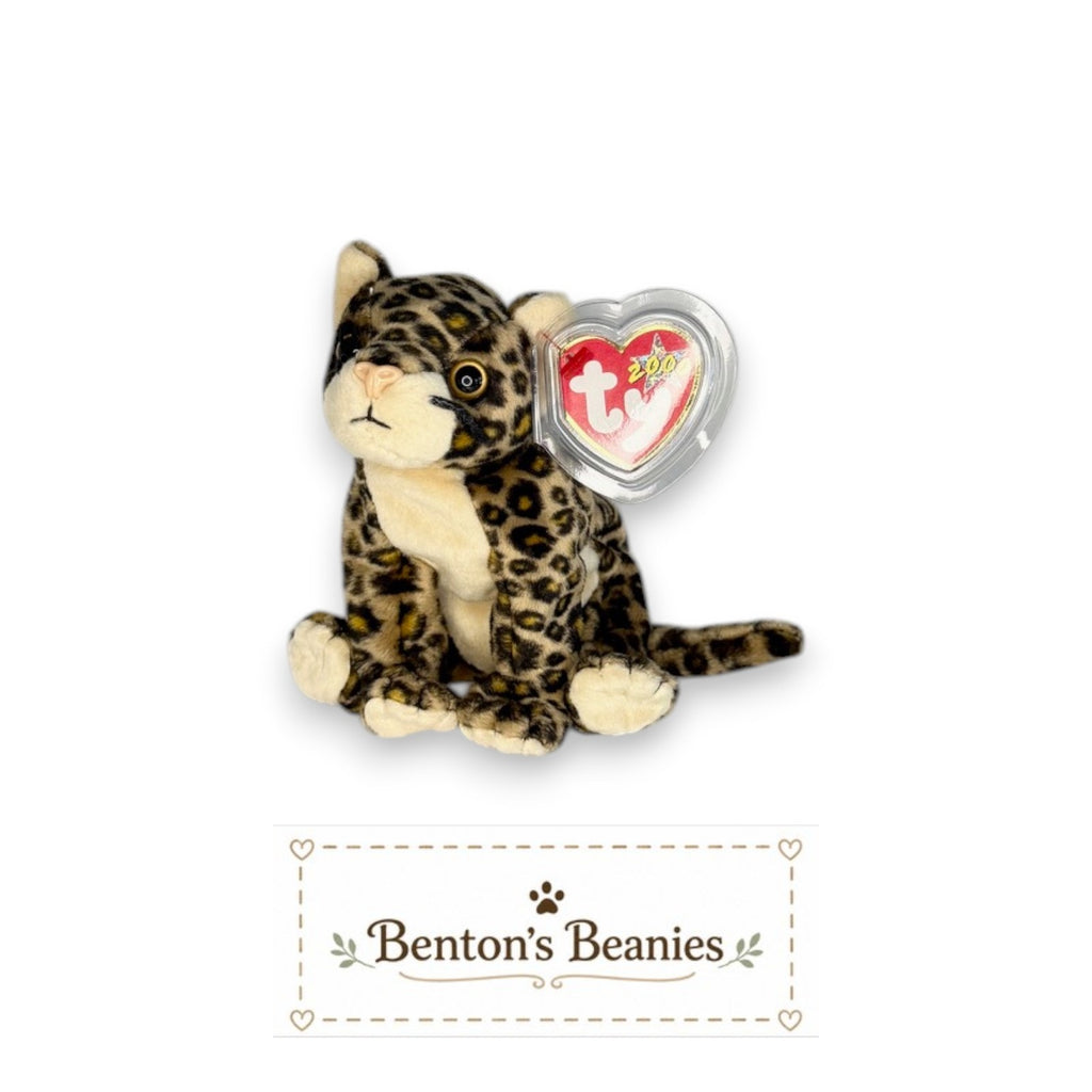 Sneaky the Leopard TY Beanie Baby | Mint Heart & Tush Tag