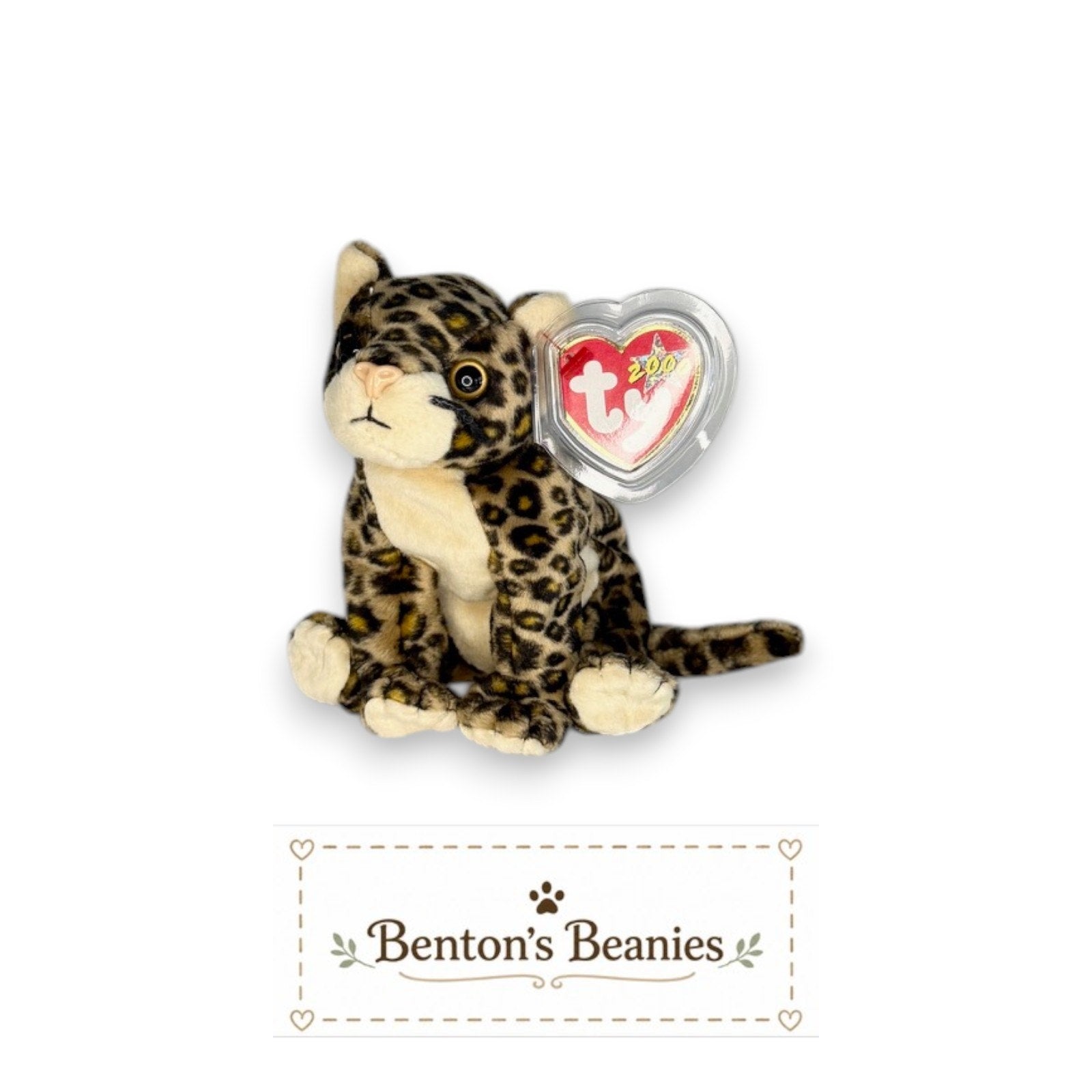 Sneaky the Leopard TY Beanie Baby | Mint Heart & Tush Tag