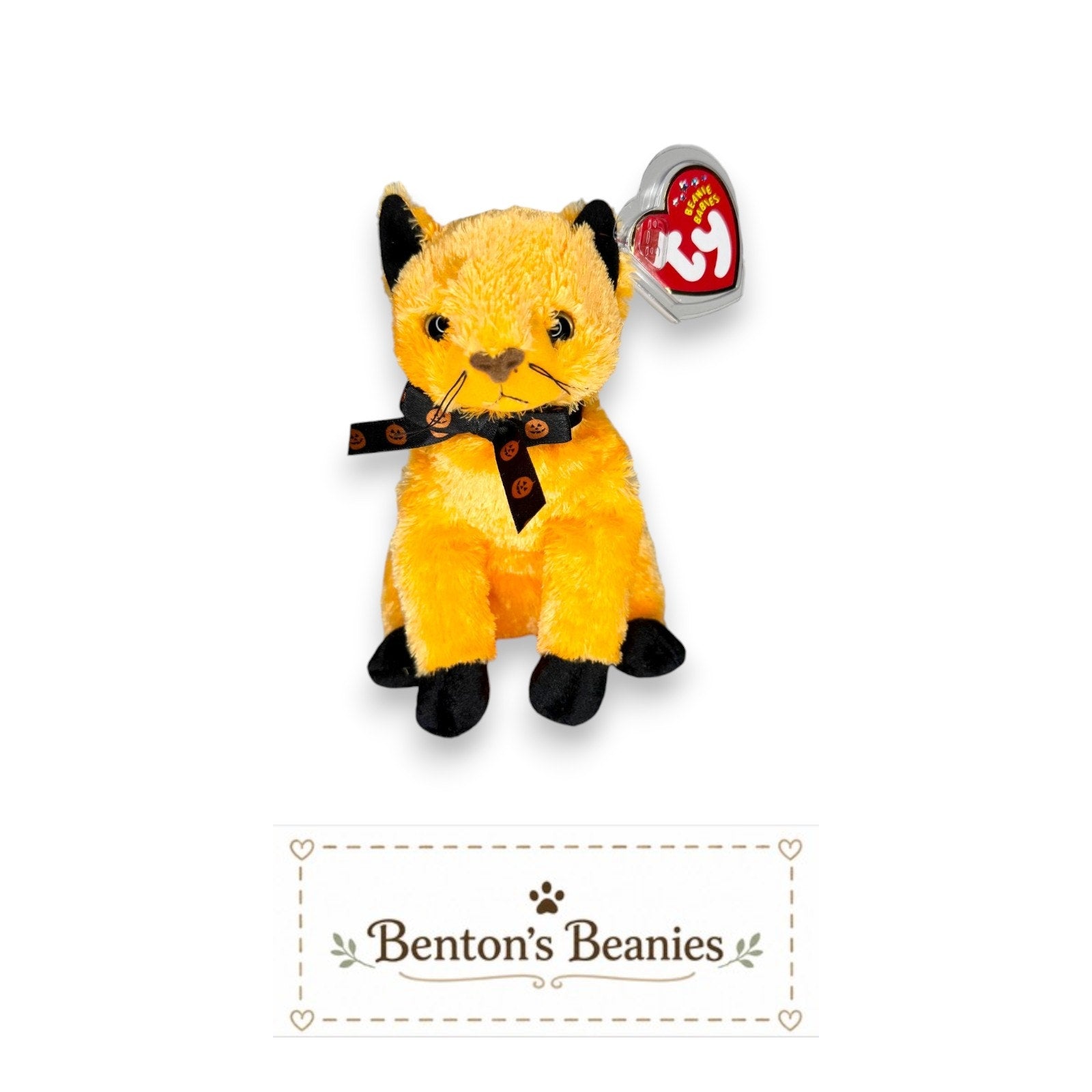 Scared-e the Cat TY Beanie Baby | Mint Heart Tag