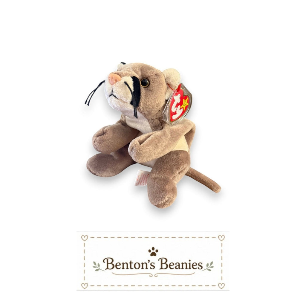 Canyon the Cougar TY Beanie Baby | Mint Heart/Tush Tag