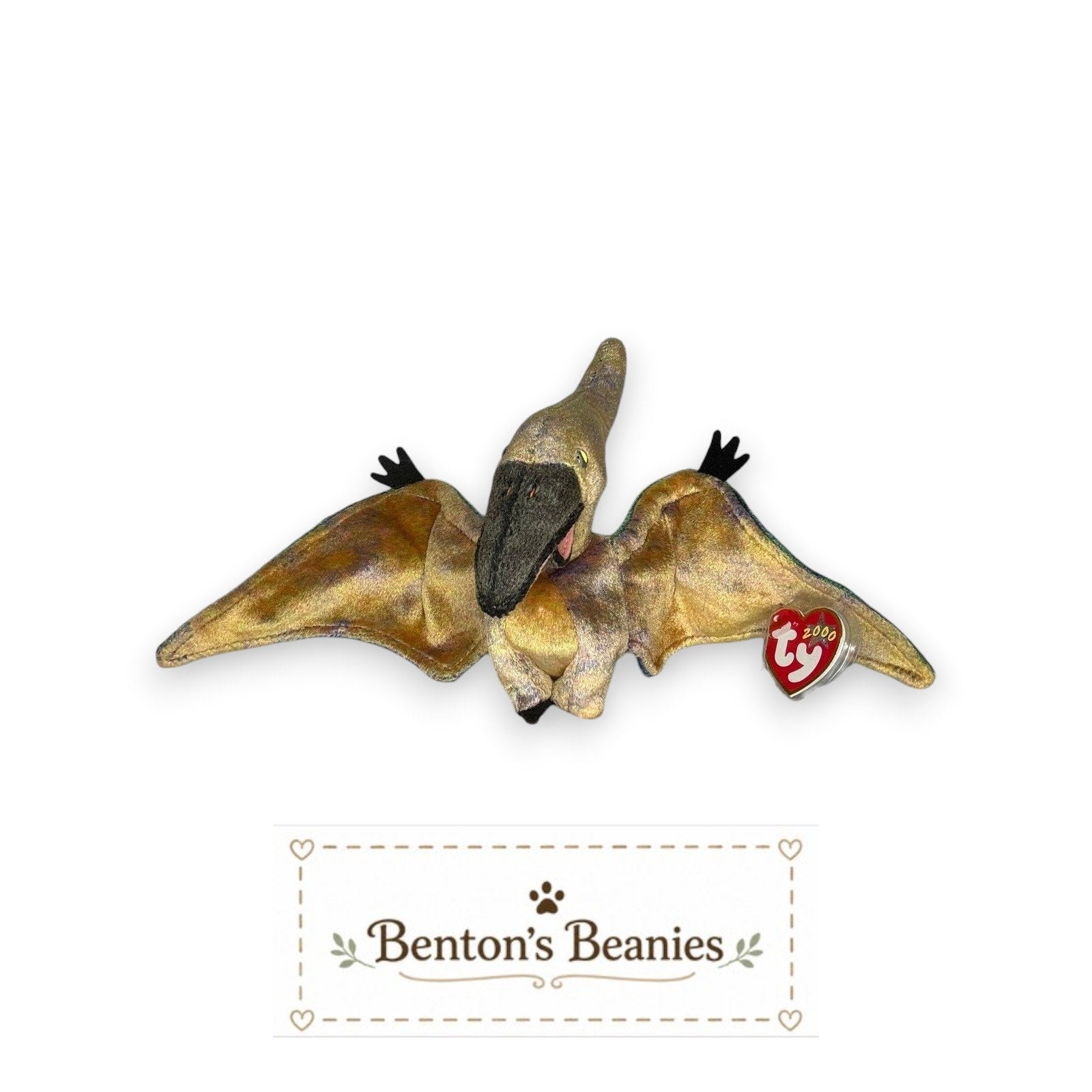 Swoop the Pterodactyl TY Beanie Baby | Mint Heart & Tush Tag