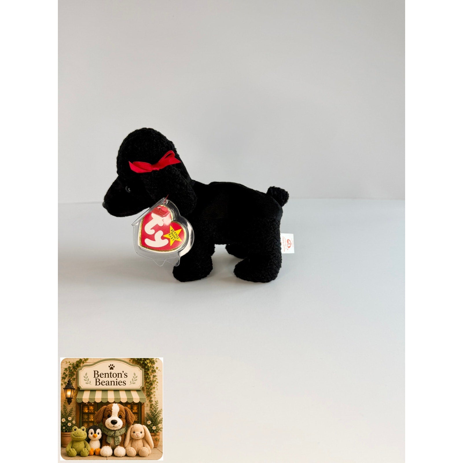 Gigi the Black Poodle TY Beanie Baby | Mint Heart/Tush Tag