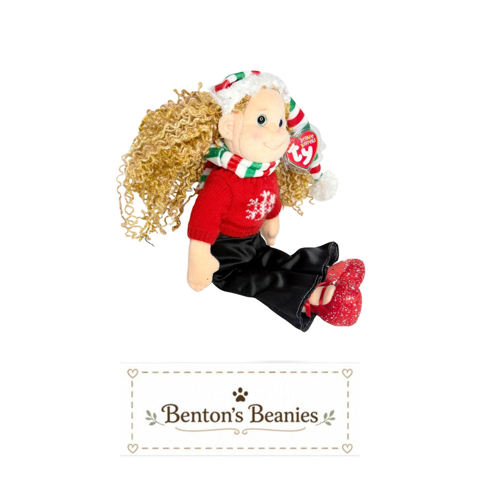 Festive Franny TY Beanie Boppers | Mint Heart & Tush Tag