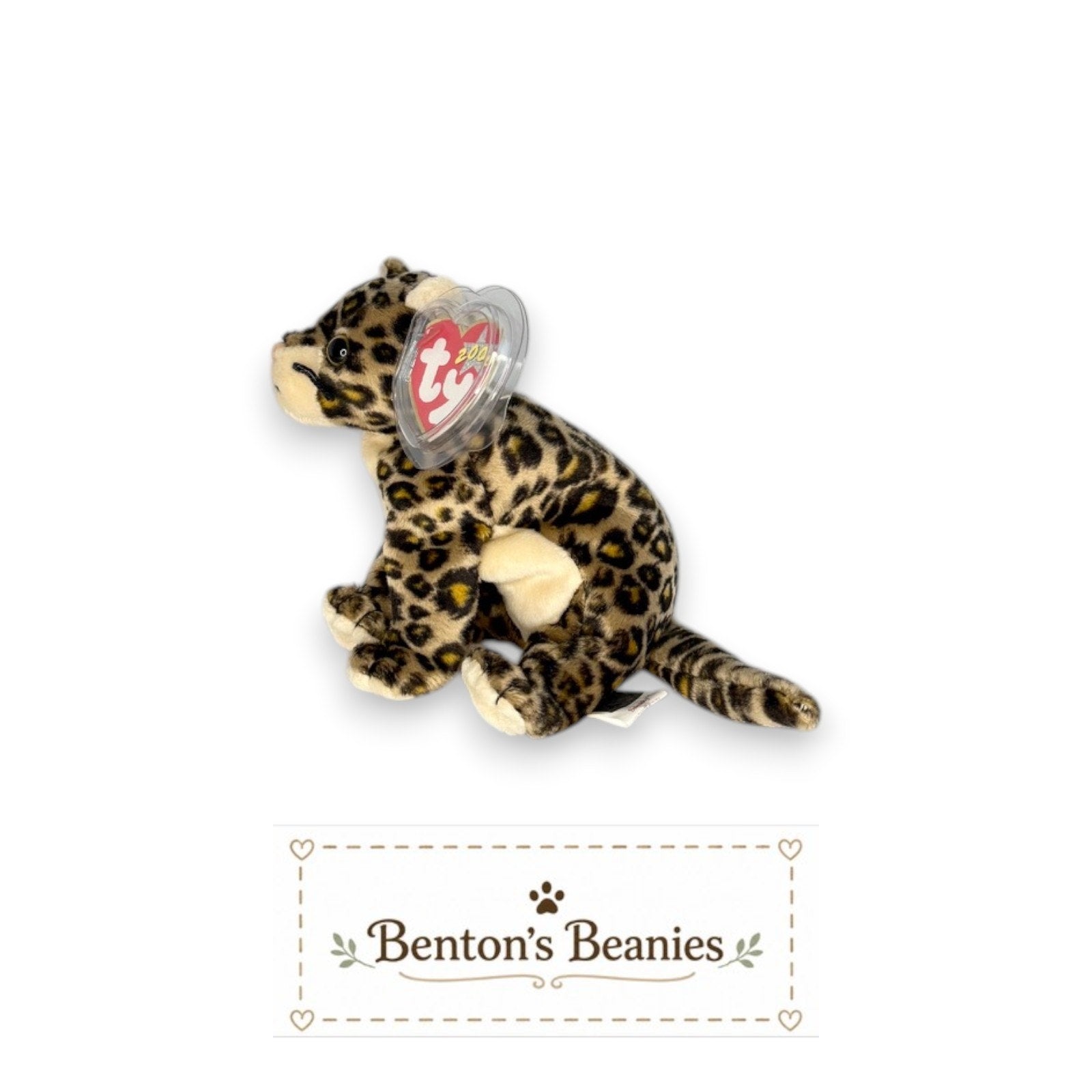 Sneaky the Leopard TY Beanie Baby | Mint Heart & Tush Tag