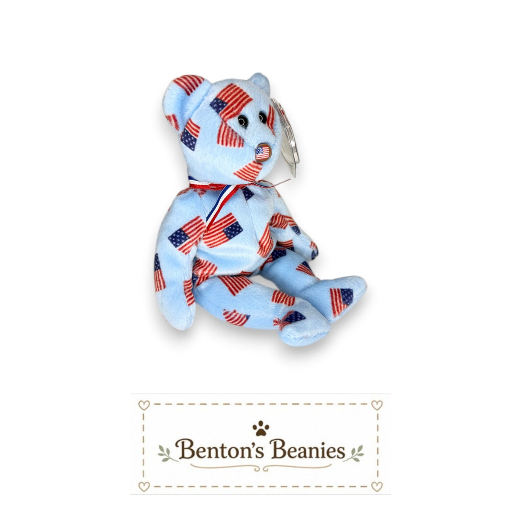 Union the USA Bear TY Beanie Baby | Mint Heart & Tush Tag