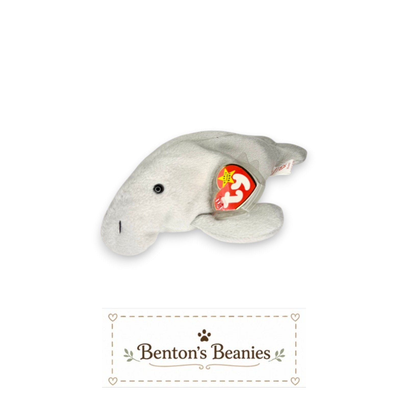 Manny the Manatee TY Beanie Baby | Mint Heart & Tush Tag
