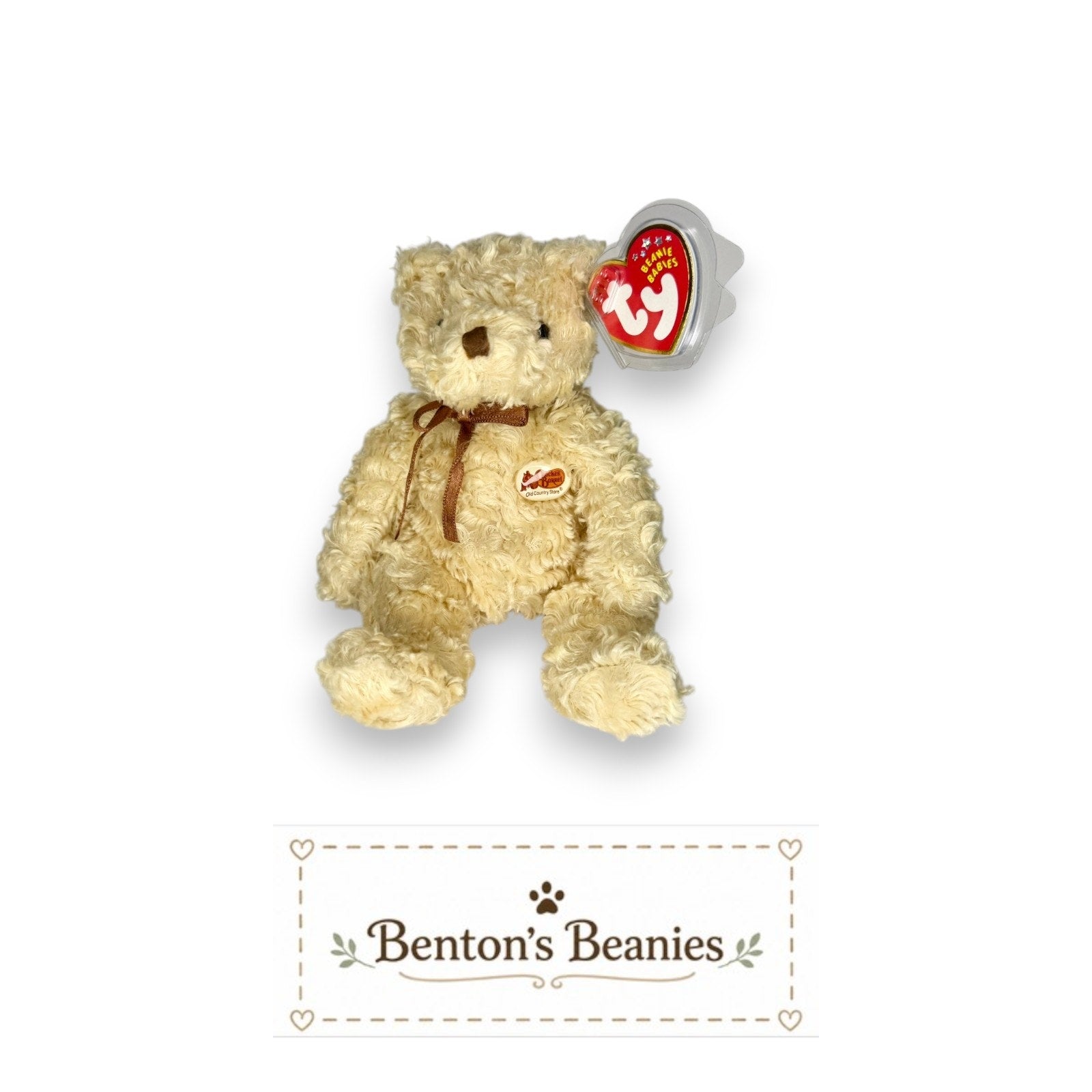 Herschel the Bear TY Beanie Baby | Mint Heart/Tush Tag