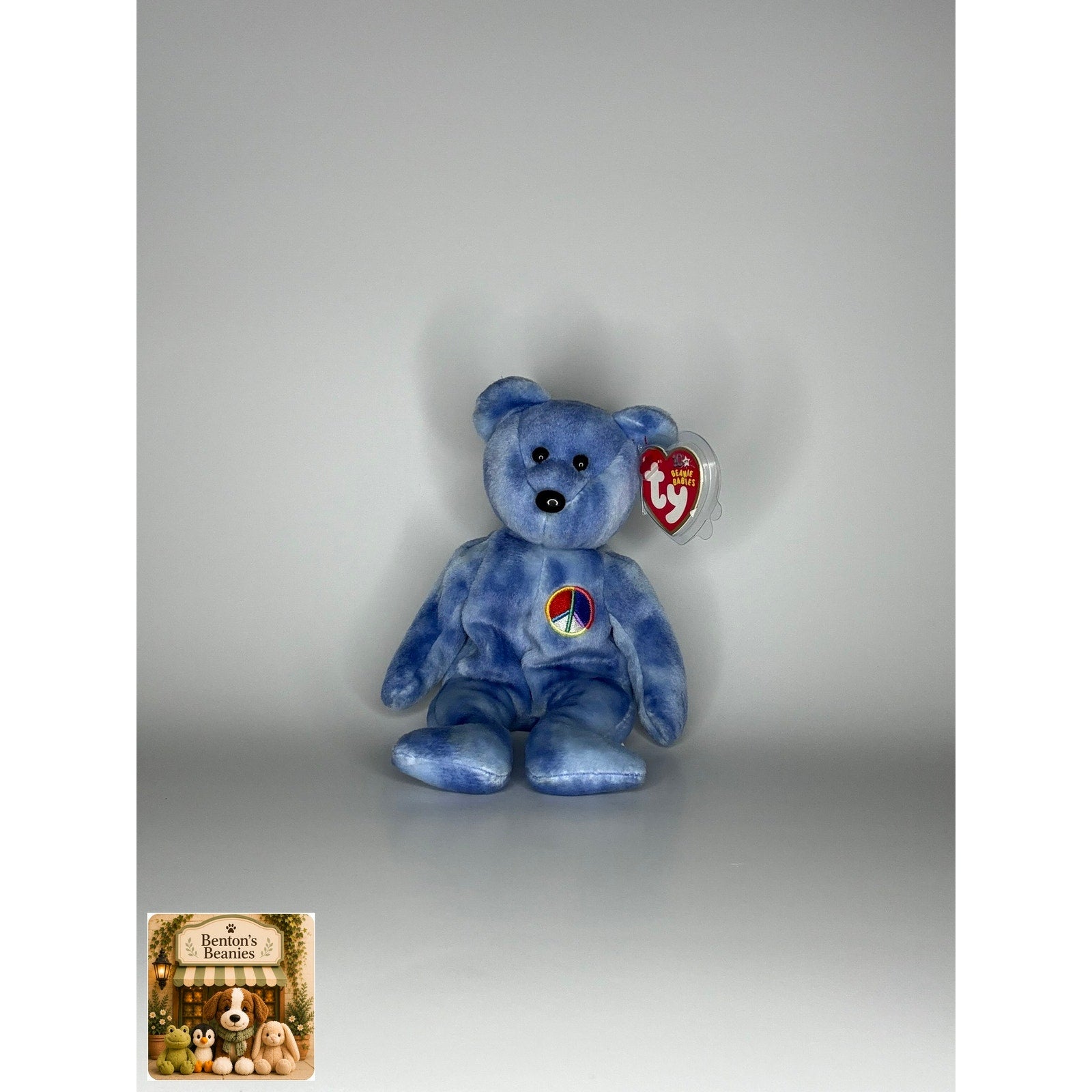 Peace Symbol the Bear TY Beanie Baby | Mint Heart/Tush Tag