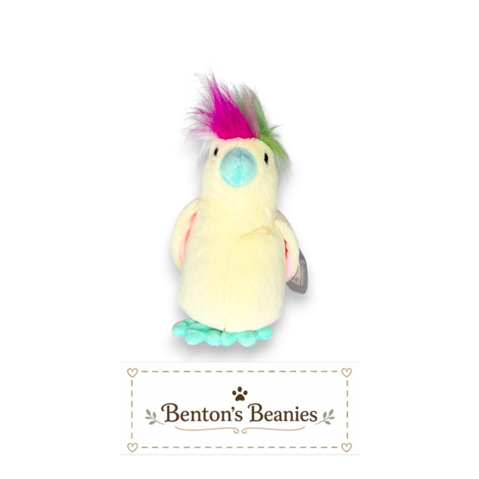 Pompom the Cockatoo TY Beanie Baby | Mint Heart & Tush Tag
