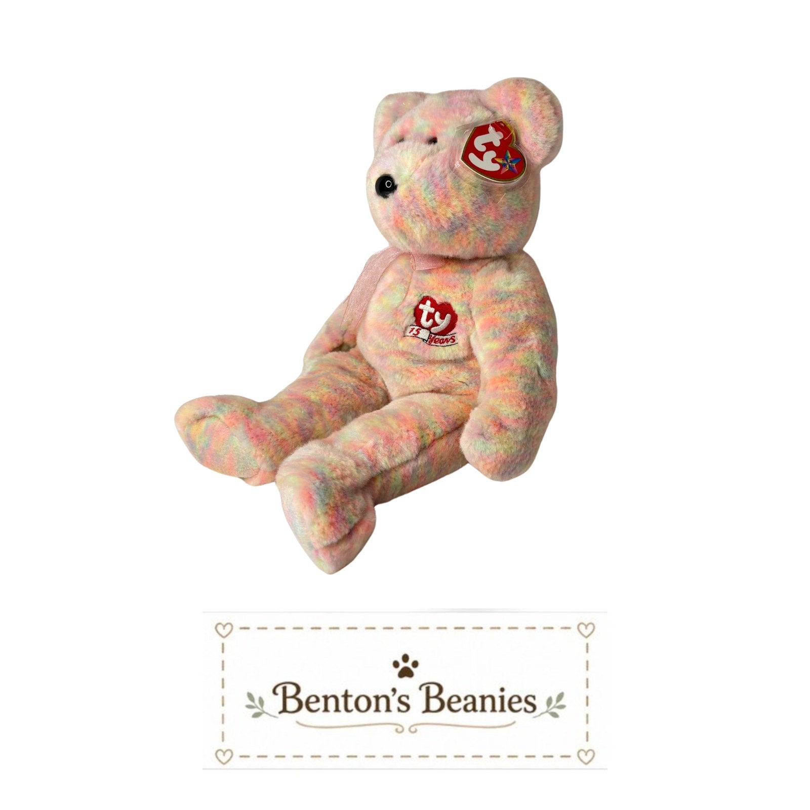 Celebrate Bear TY Beanie Buddies | Mint Heart & Tush Tags