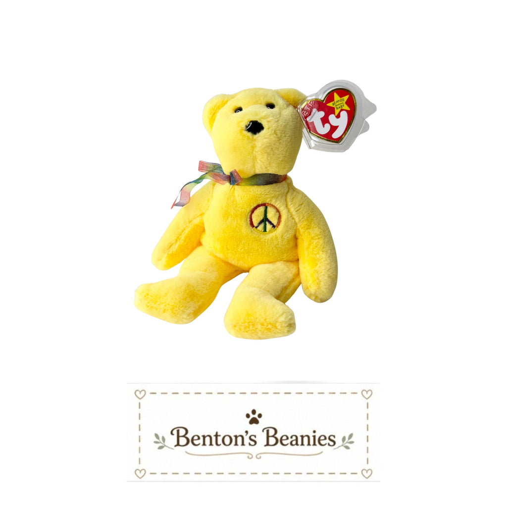 Peace II Bear TY Beanie Baby | Mint Heart Tush Tag