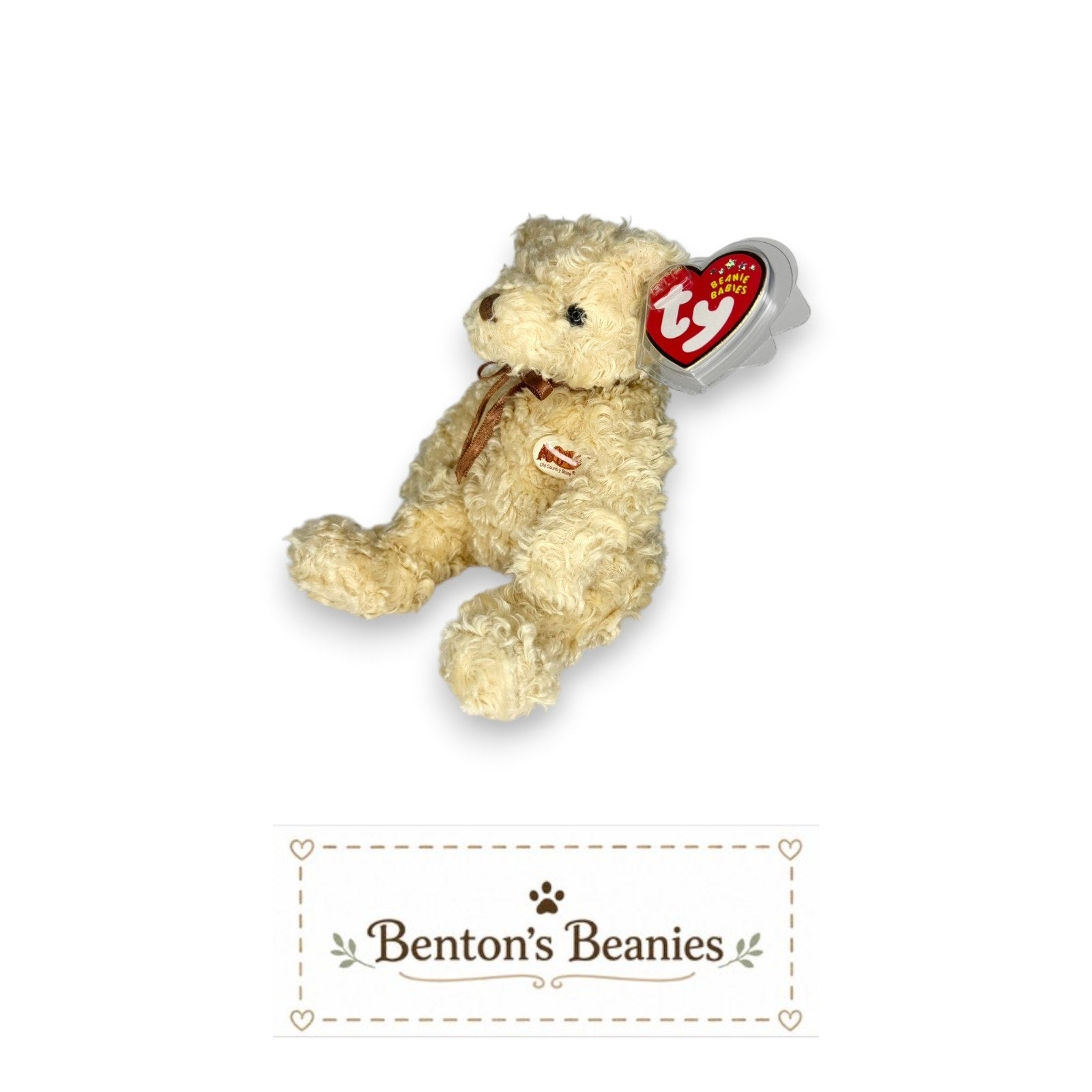 Herschel the Bear TY Beanie Baby | Mint Heart/Tush Tag
