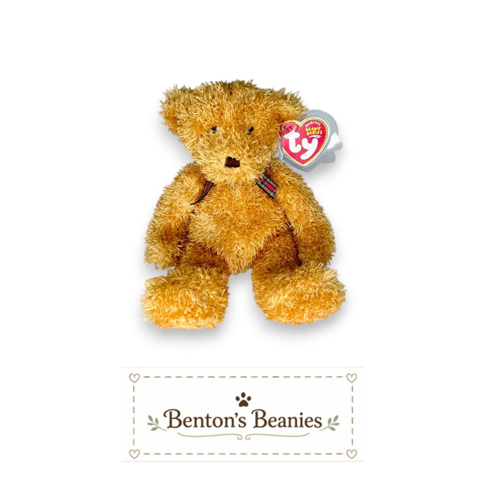 Huntley the Bear TY Beanie Baby | Mint Heart & Tush Tag