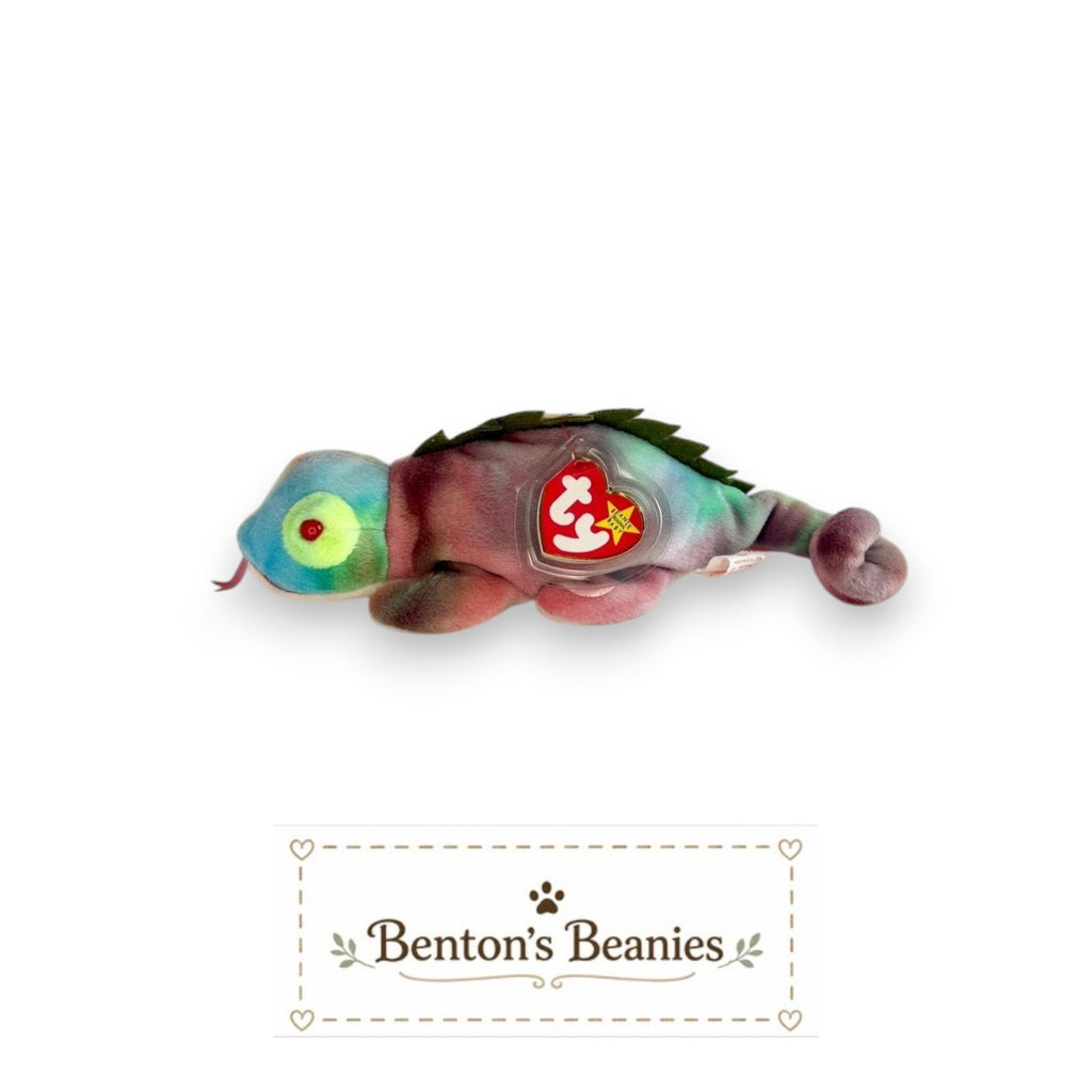 Iggy the Chameleon TY Beanie Baby | Mint Heart & Tush Tag