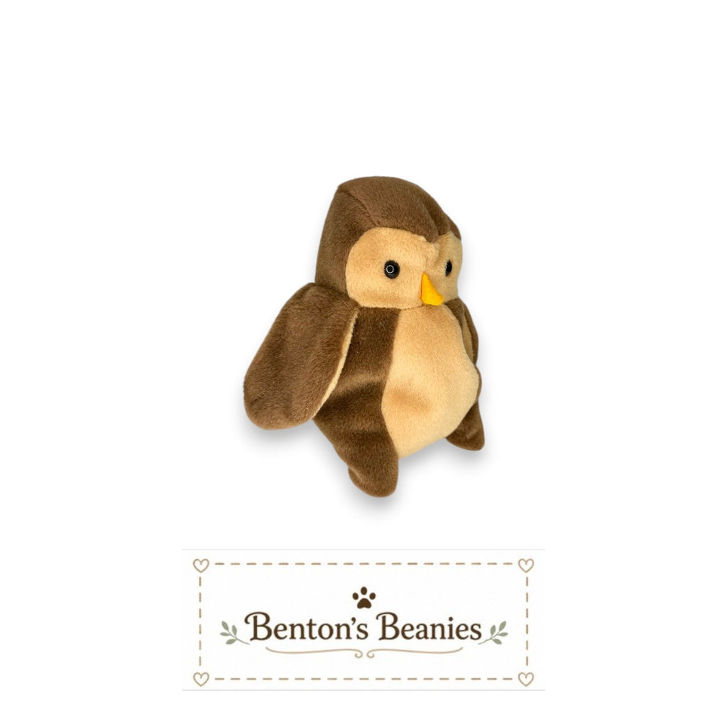 Hoot the Owl TY Beanie Baby | Mint Heart & Tush Tag