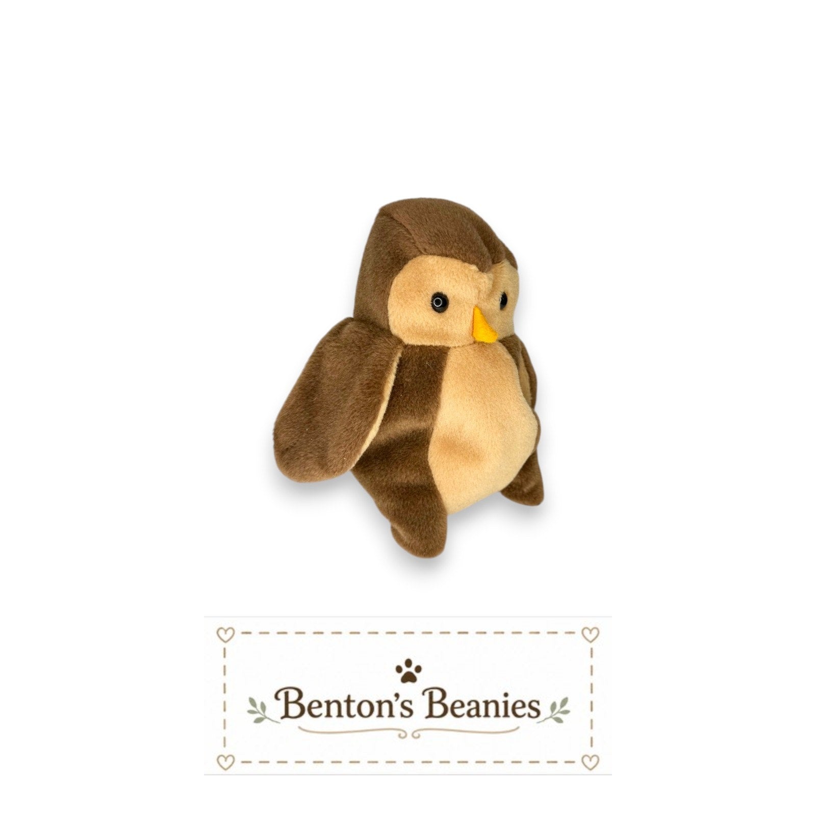 Hoot the Owl TY Beanie Baby | Mint Heart & Tush Tag