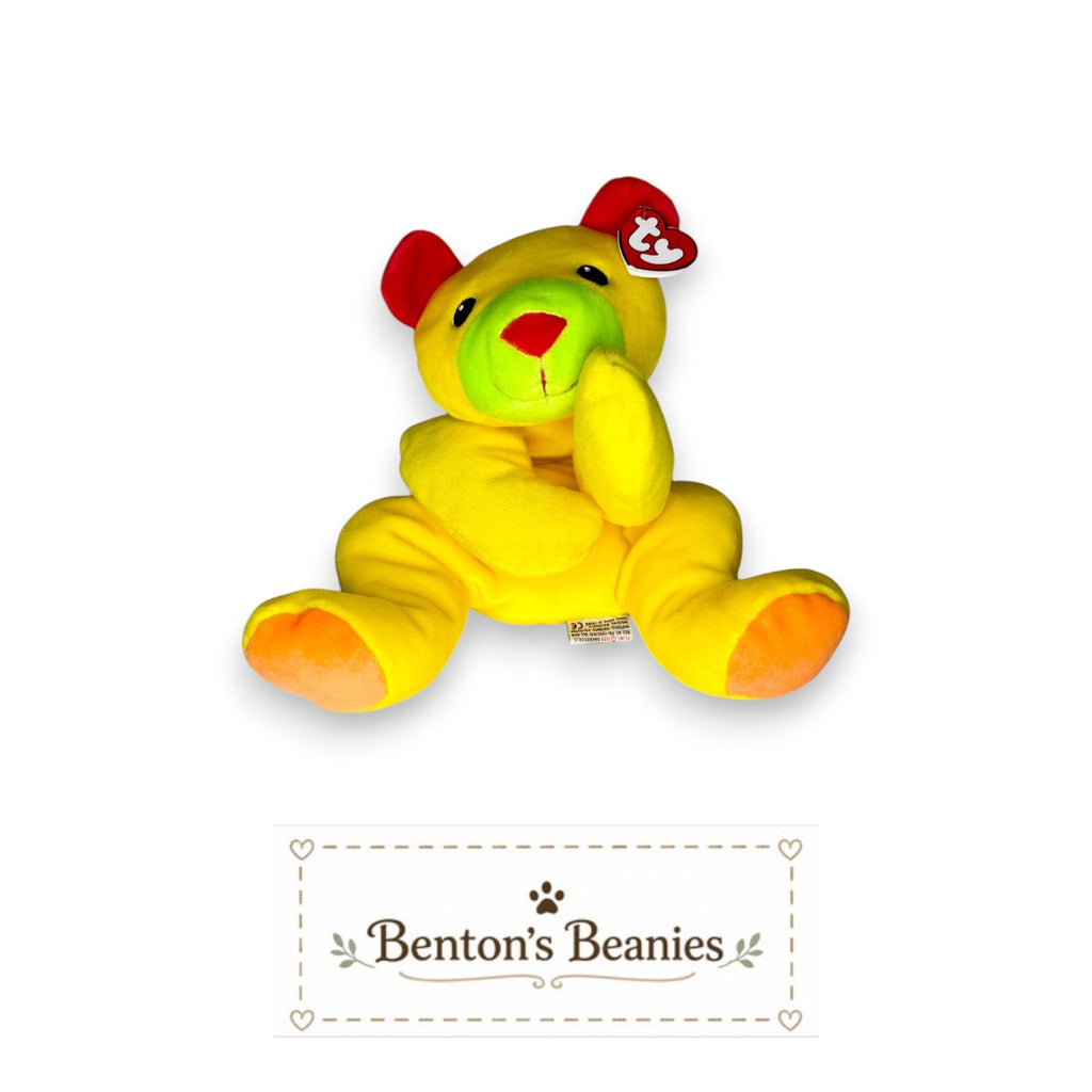 Huggy the Yellow Bear TY Pillow Pal | Mint Heart & Tush Tag