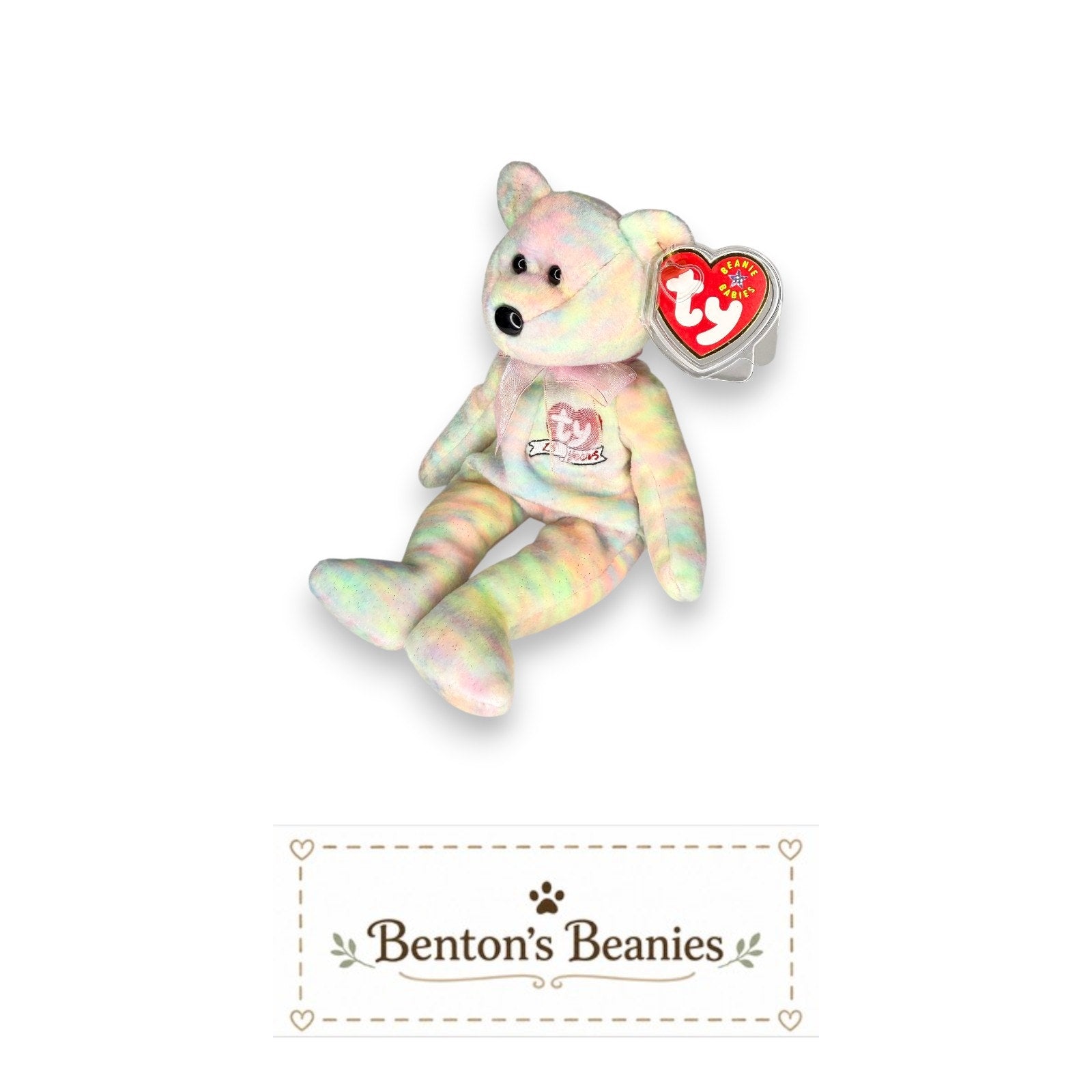 Celebrate the Bear TY Beanie Baby | Mint Heart & Tush Tag