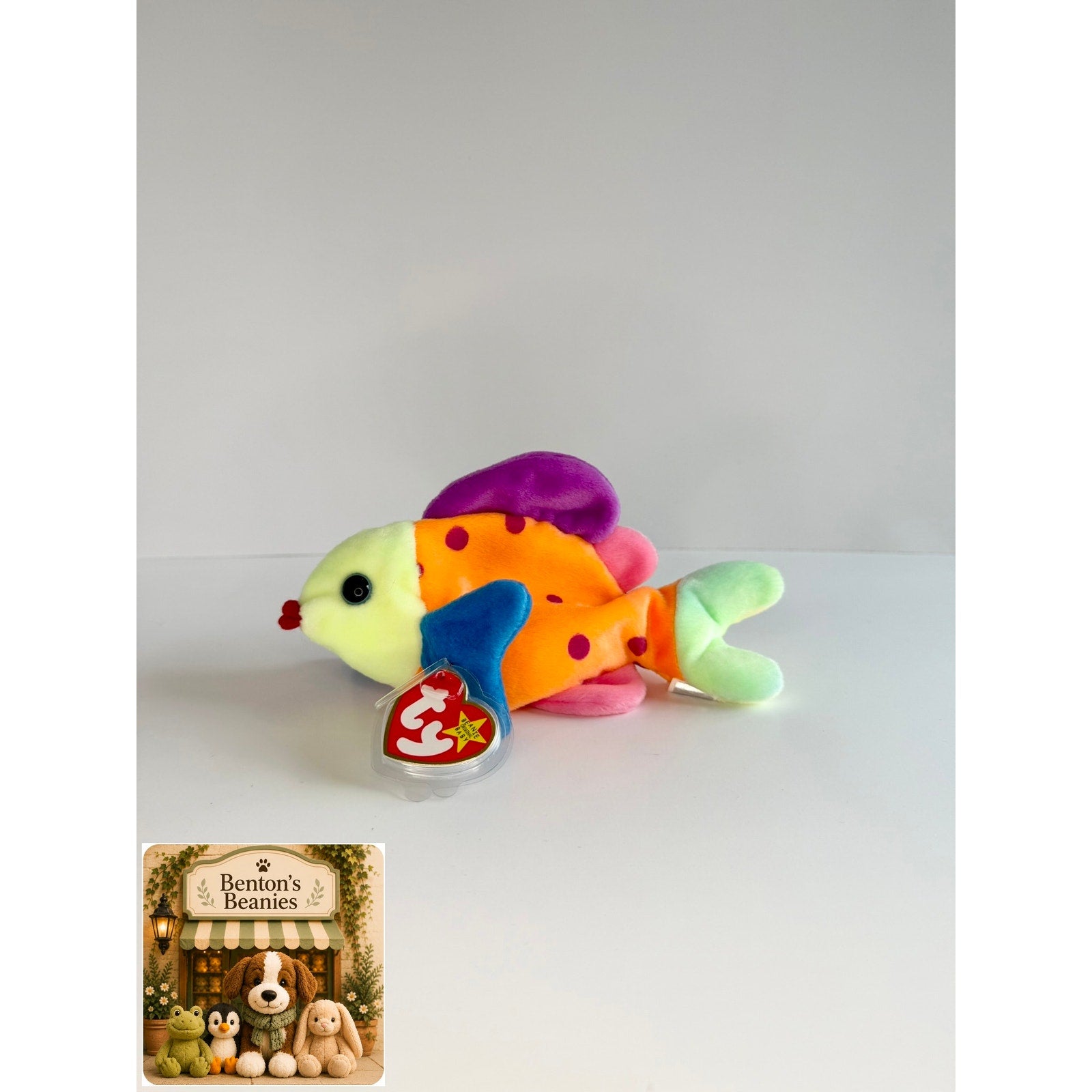 Lips the Fish TY Beanie Baby | Mint Heart & Tush Tag