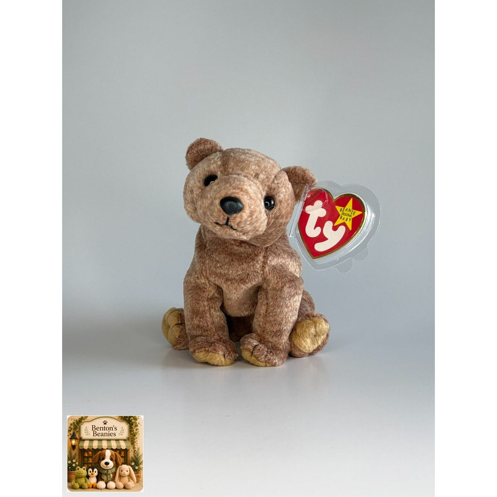 Pecan the Bear TY Beanie Baby | Mint Heart & Tush Tag
