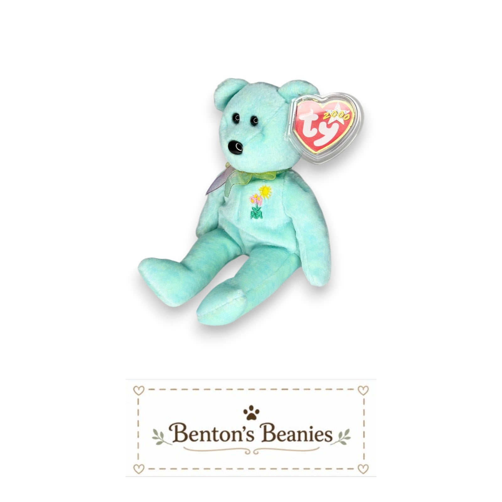 Ariel the Bear TY Beanie Baby | Mint Heart & Tush Tag