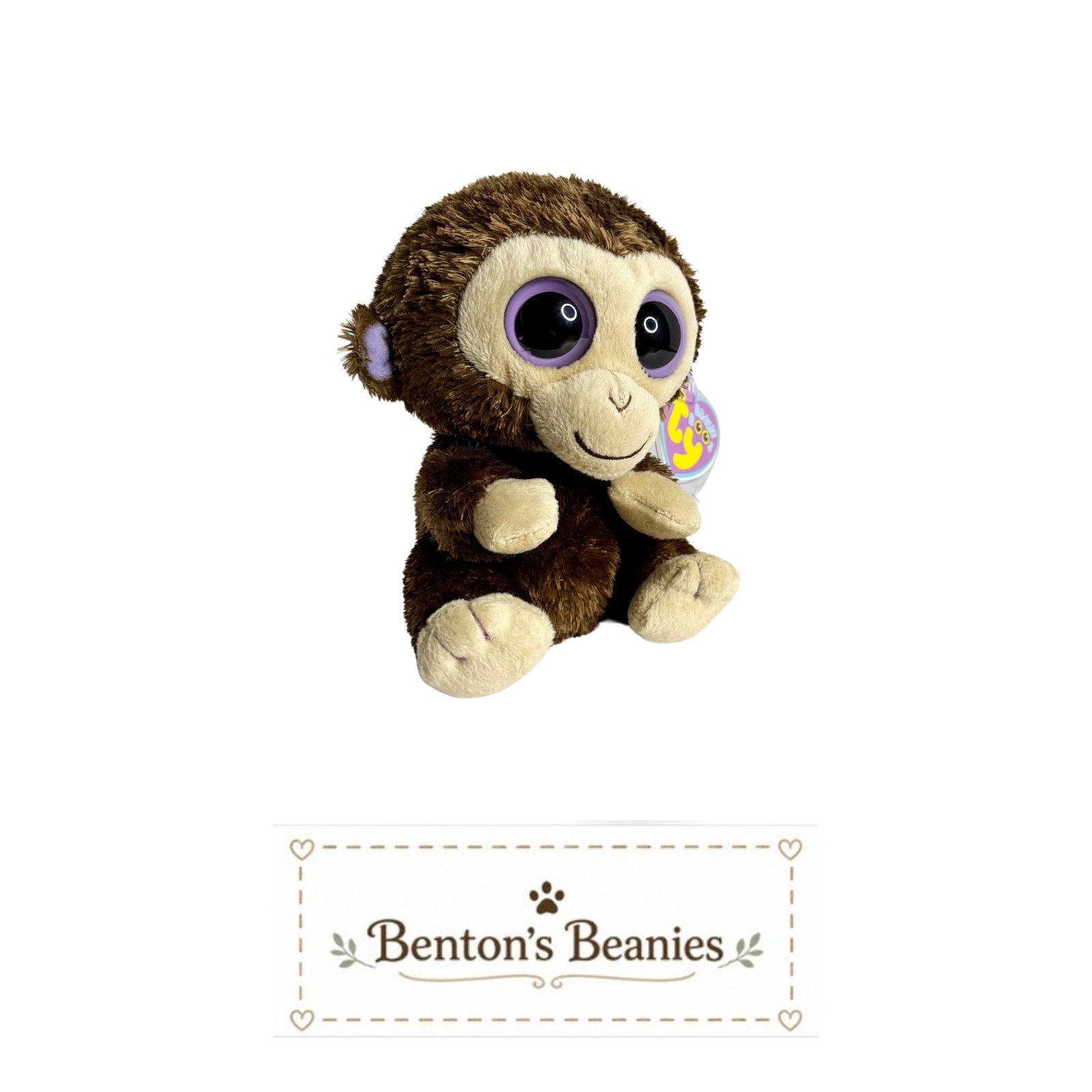 Coconut the Monkey 1st Gen TY Beanie Boo | Mint Heart Tags