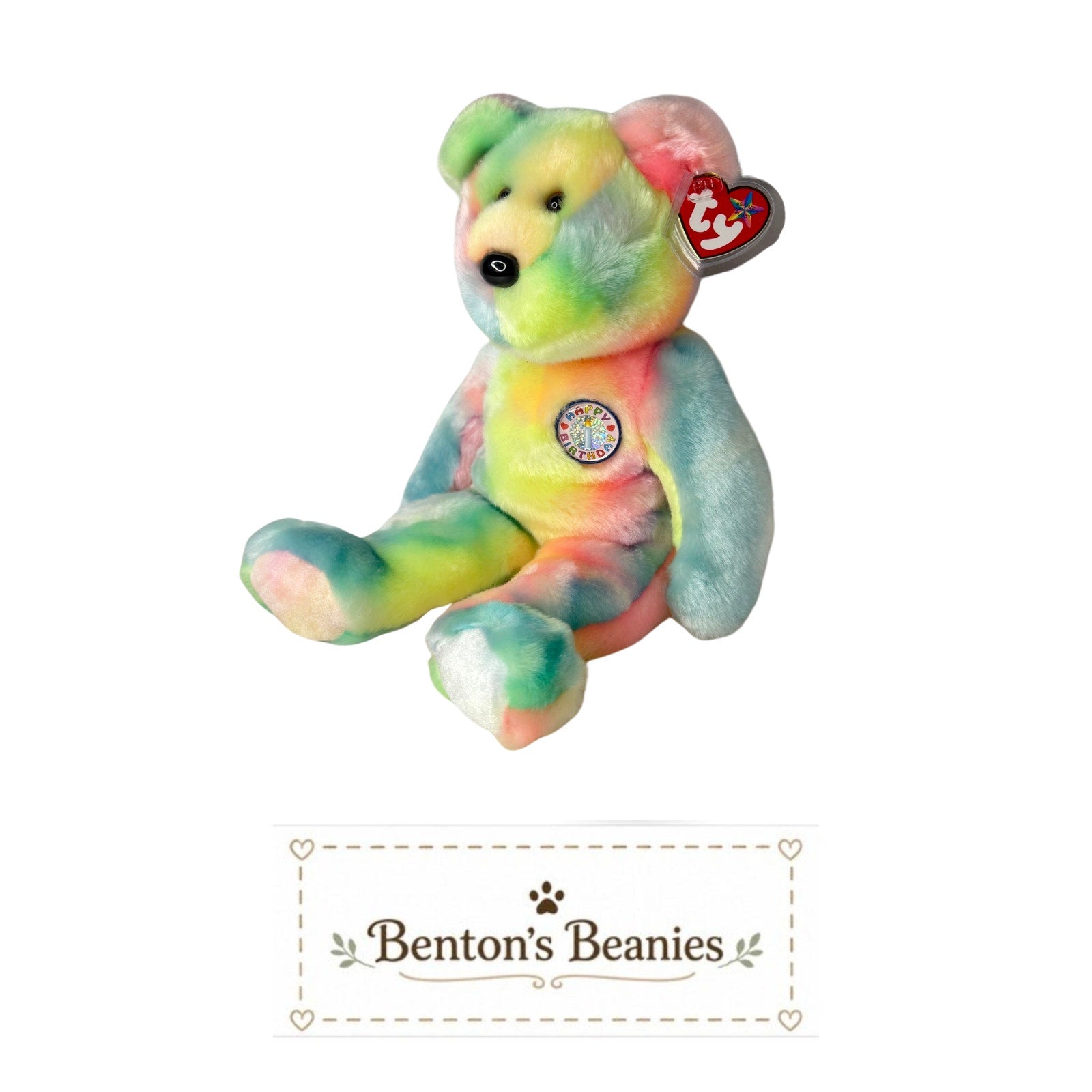 B.B. Bear TY Beanie Buddies | Mint Heart & Tush Tags