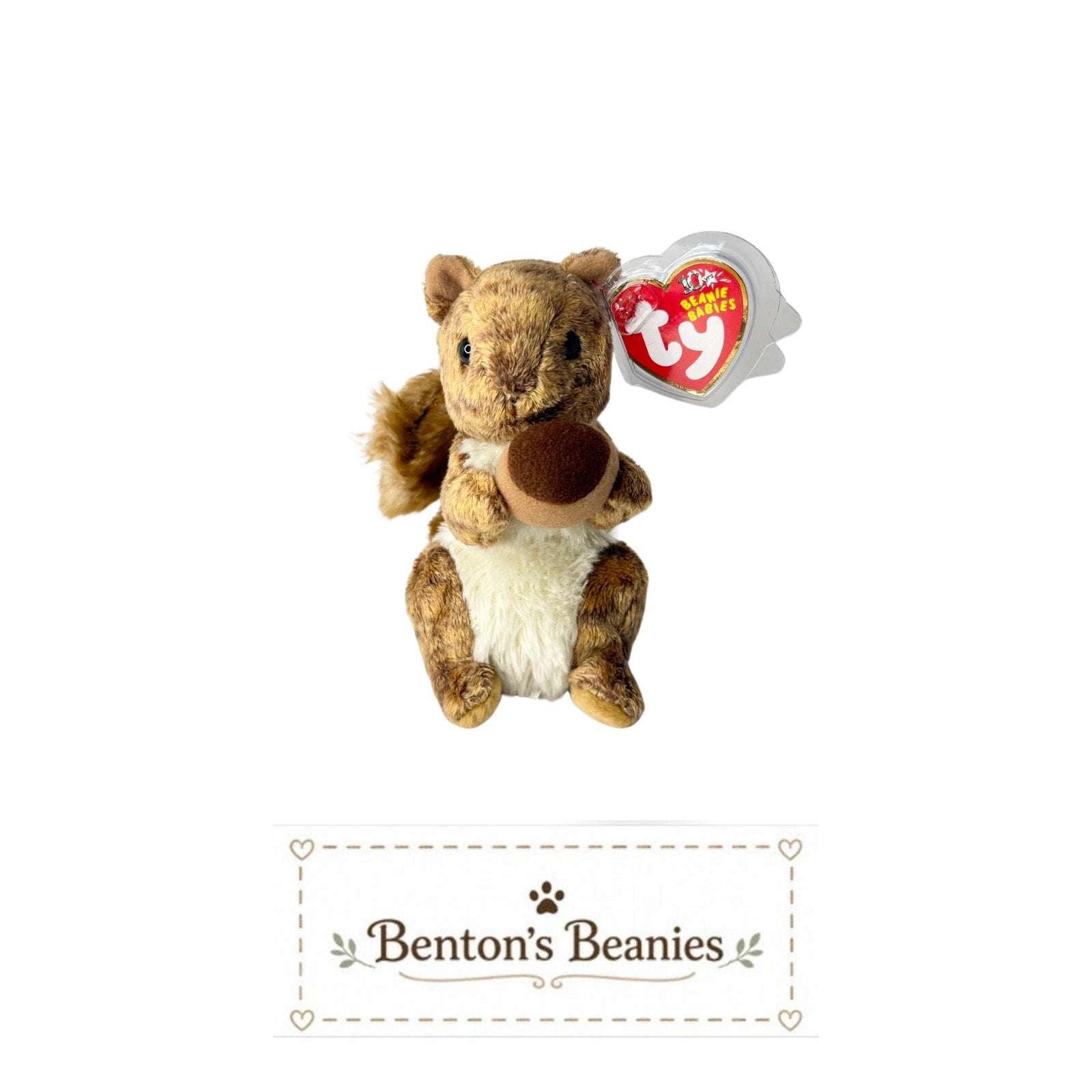 Nutty the Squirrel TY Beanie Baby | Mint Heart & Tush Tag
