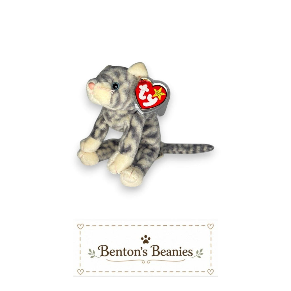 Silver the Cat TY Beanie Baby | Mint Heart & Tush Tag