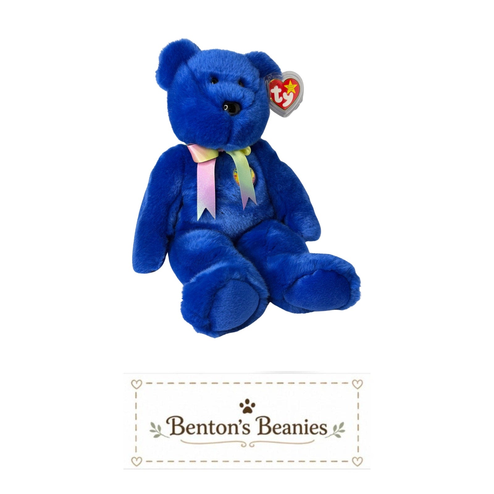 Clubby Bear TY Beanie Buddies | Mint Heart & Tush Tags