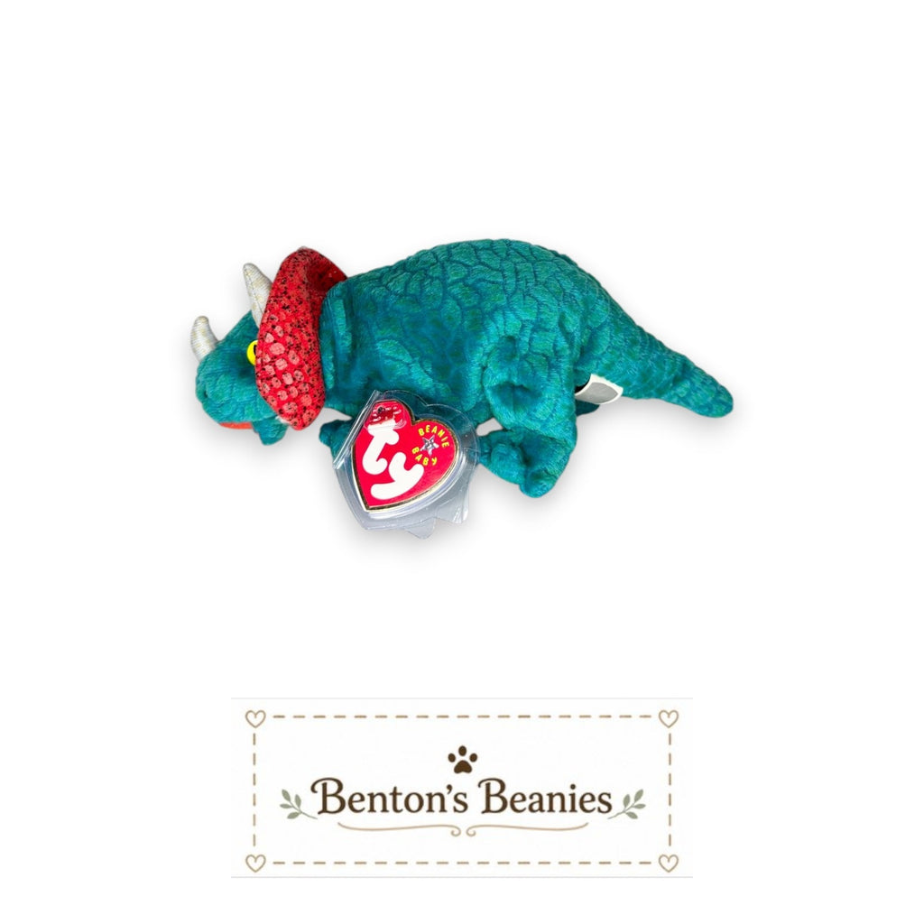 Hornsly the Dinosaur TY Beanie Baby | Mint Heart & Tush Tag