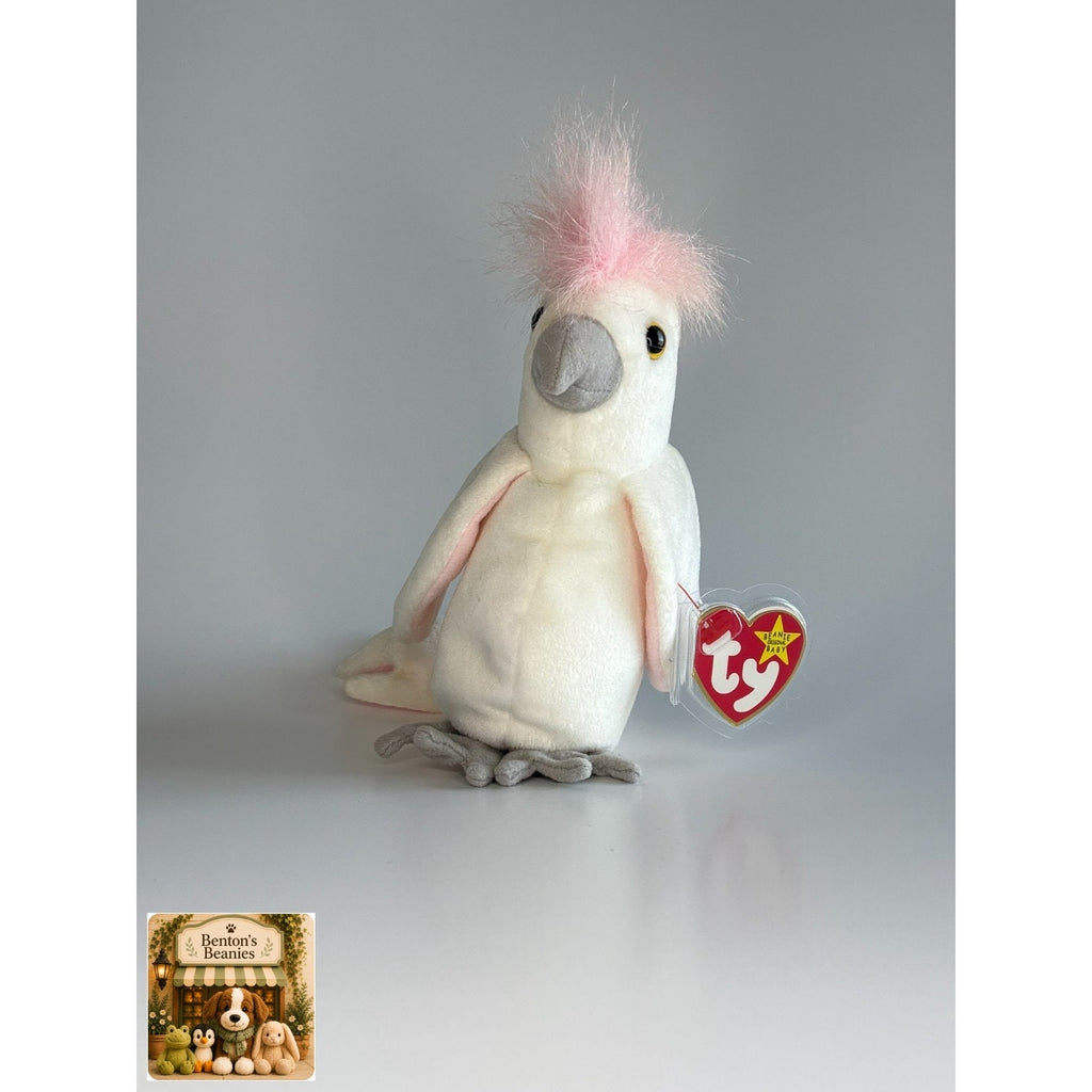 Kuku the Cockatoo TY Beanie Baby | Mint Heart & Tush Tag