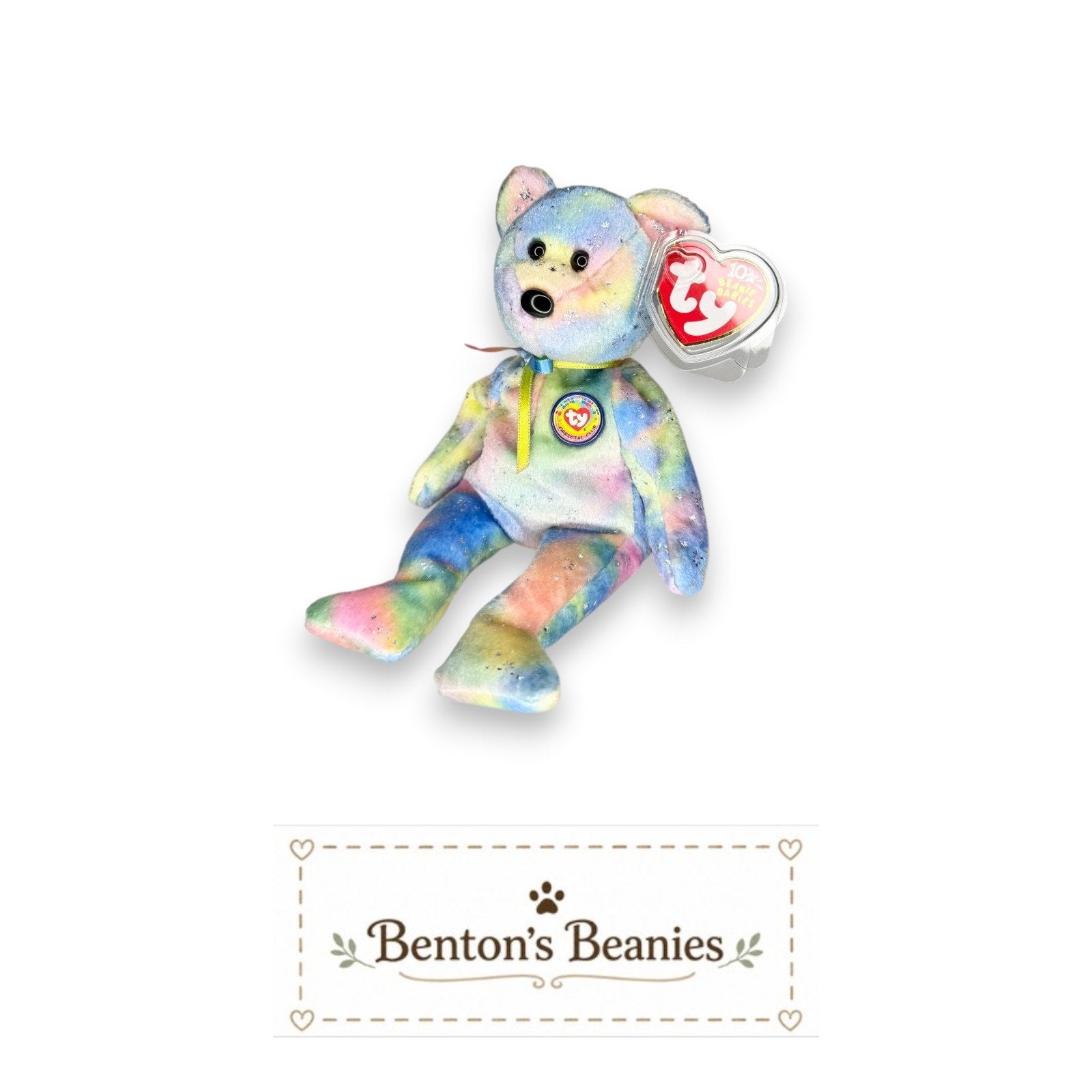 Clubby VI Rainbow TY Beanie Baby | Mint Heart & Tush Tag