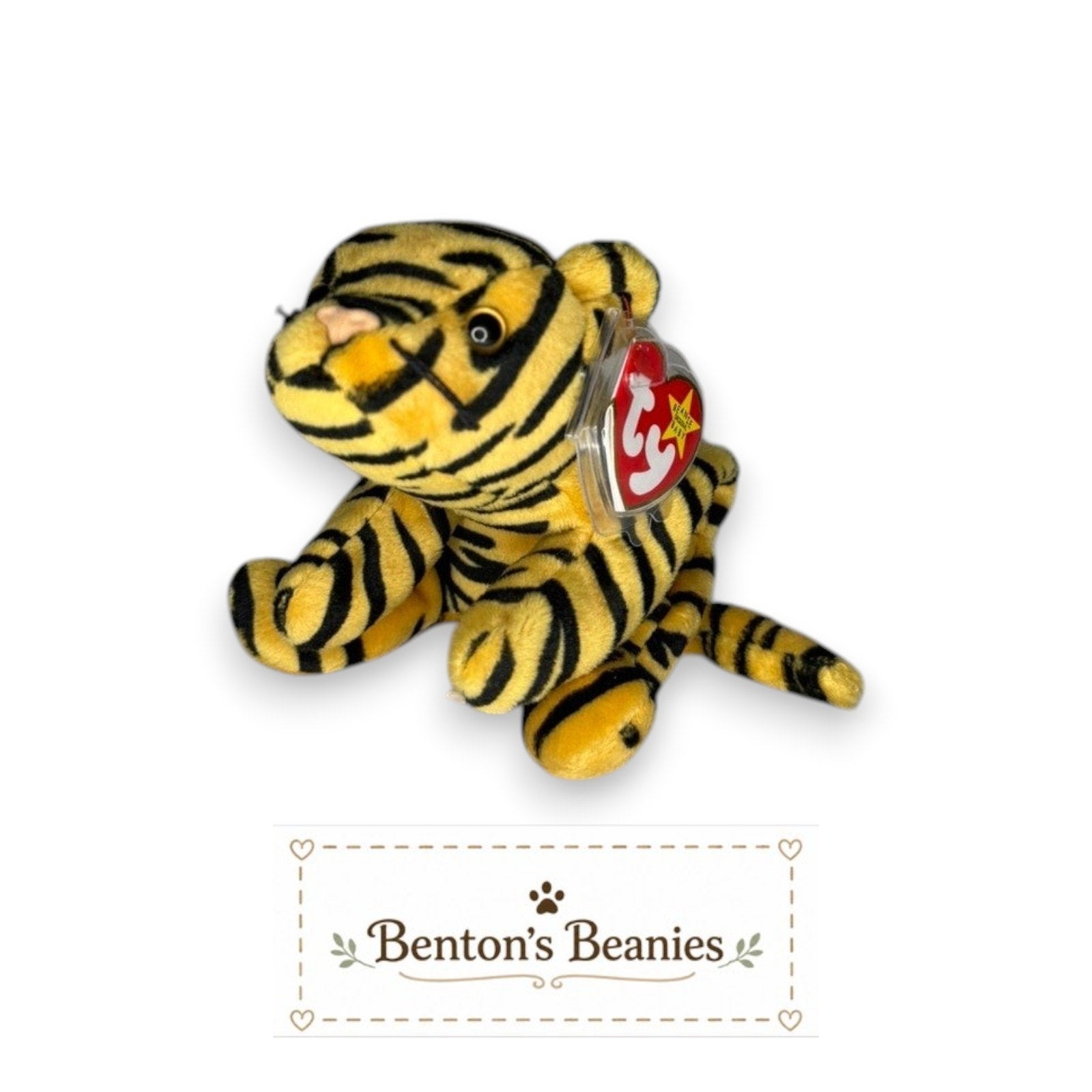 Stripes the Tiger TY Beanie Baby | Mint Heart & Tush Tag