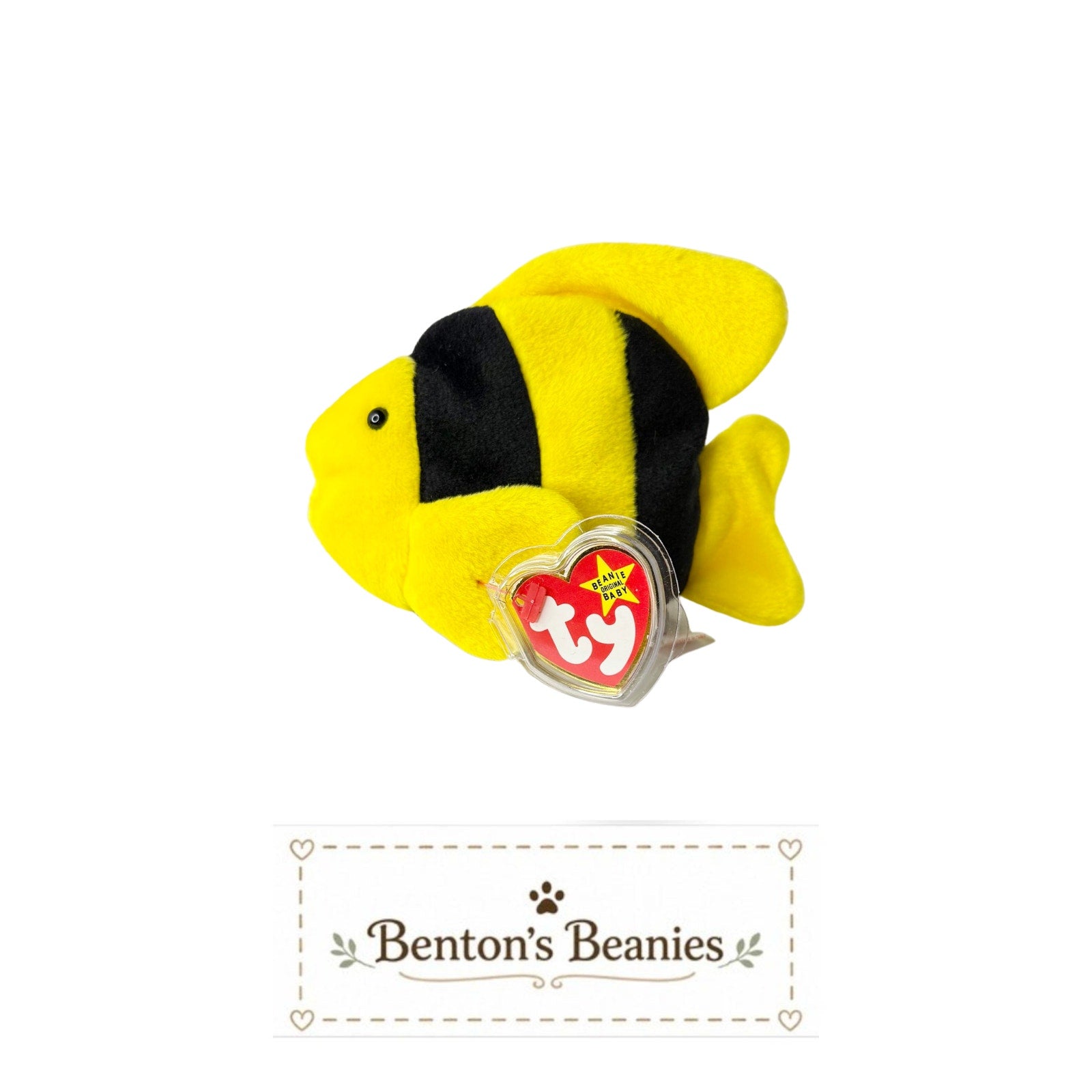Bubbles the Fish TY Beanie Baby | Mint Heart & Tush Tag