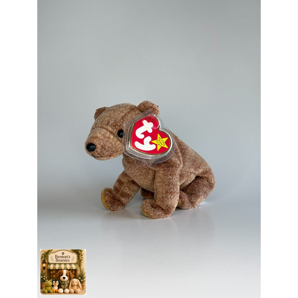 Pecan the Bear TY Beanie Baby | Mint Heart & Tush Tag