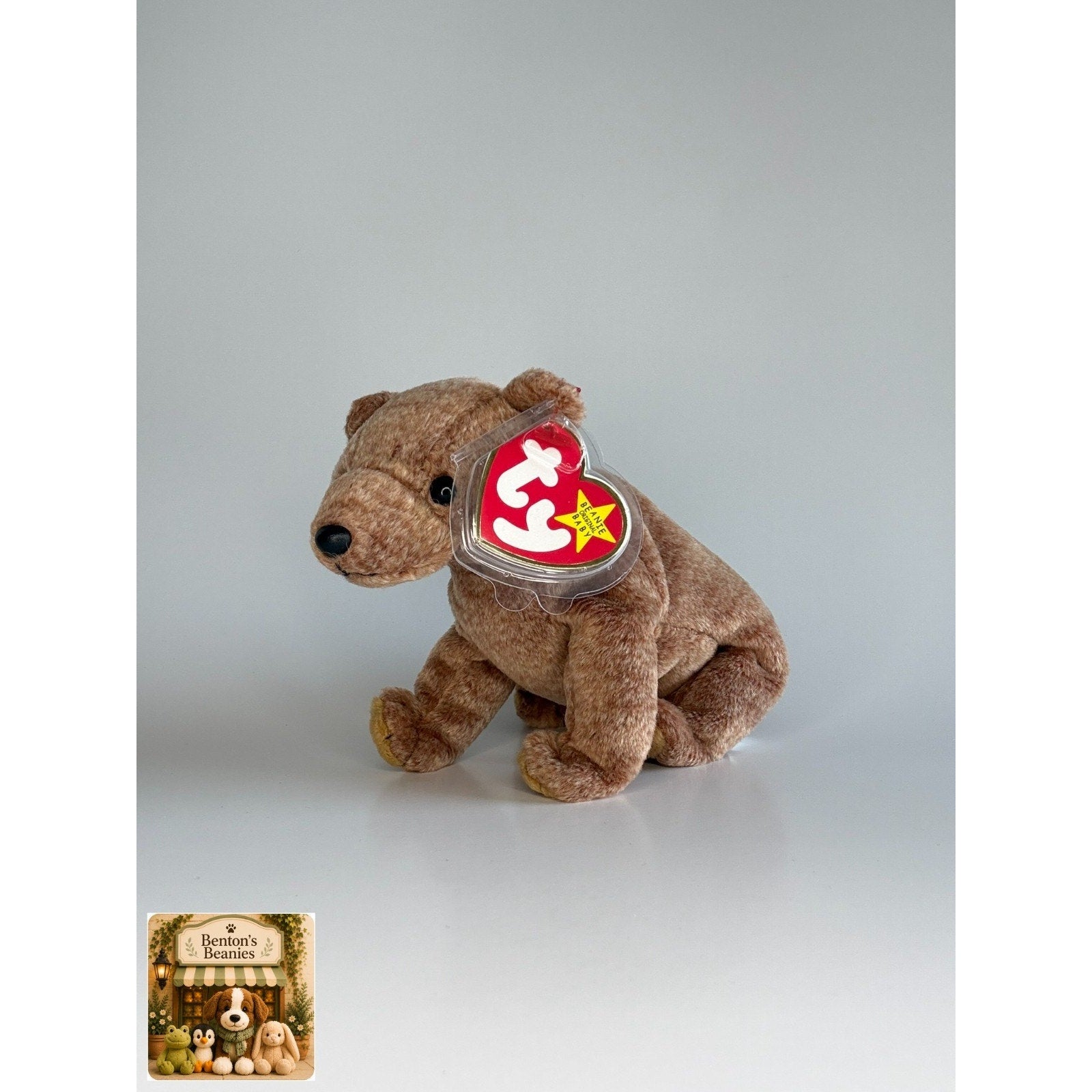Pecan the Bear TY Beanie Baby | Mint Heart & Tush Tag
